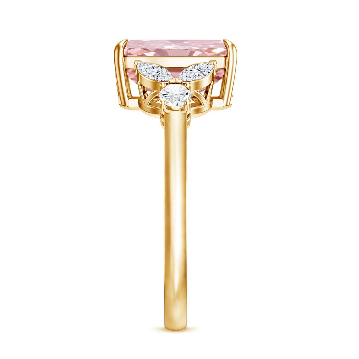 Lab Grown 4 Carat Radiant Cut Pink Diamond Statement Engagement Ring IGI Certified Fancy Pink - VS1 - Rosec Jewels