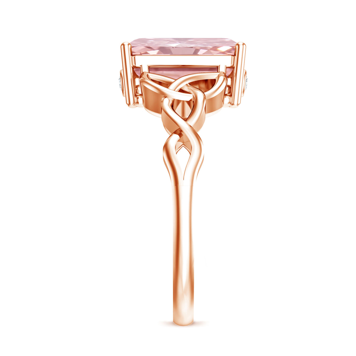 3 Carat Radiant Cut Lab Pink Diamond Celtic Engagement Ring with IGI Certificate Fancy Pink - VS1 - Rosec Jewels