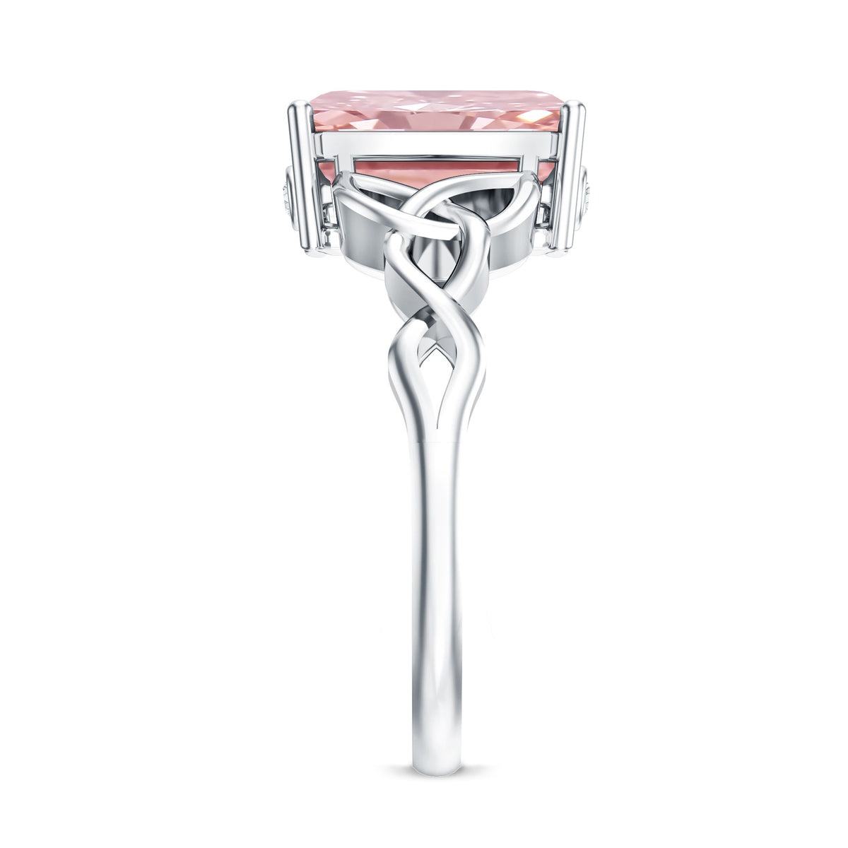 3 Carat Radiant Cut Lab Pink Diamond Celtic Engagement Ring with IGI Certificate Fancy Pink - VS1 - Rosec Jewels