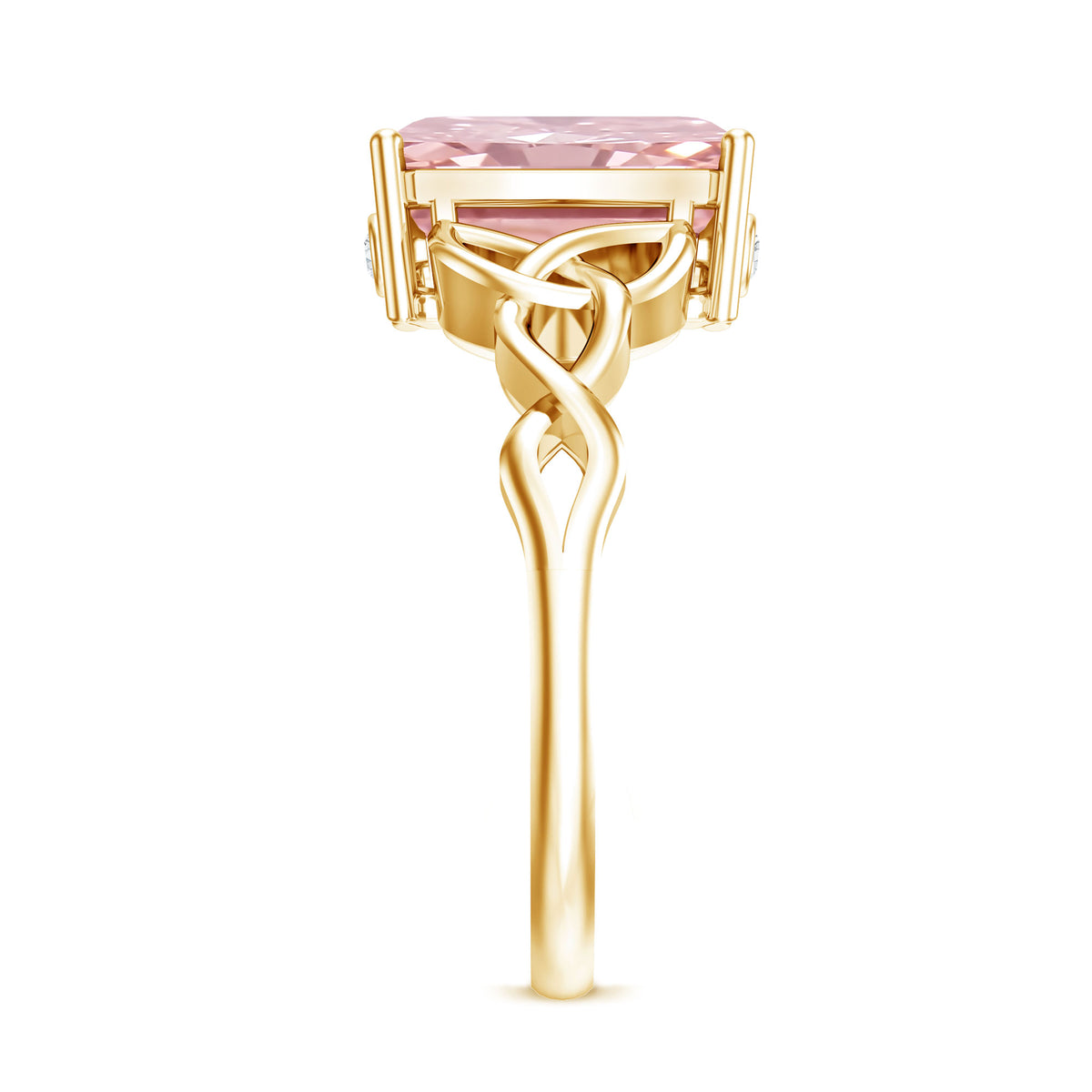 3 Carat Radiant Cut Lab Pink Diamond Celtic Engagement Ring with IGI Certificate Fancy Pink - VS1 - Rosec Jewels