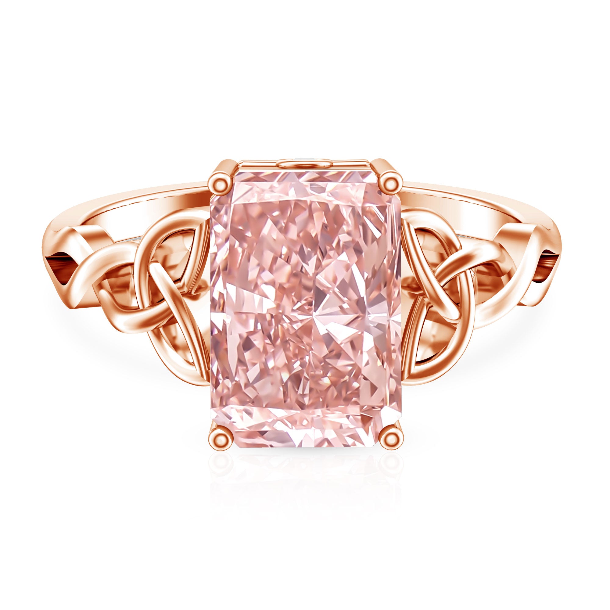 Rosec Jewels-IGI Certified 4 Carat Lab Grown Pink Diamond Radiant Engagement Ring with Celtic Knot
