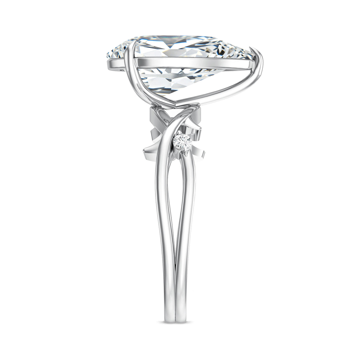 Pear Shaped 4 Carat Lab Grown Diamond Designer Engagement Ring with IGI Certificate Lab - ( E-VS1 ) - Rosec Jewels