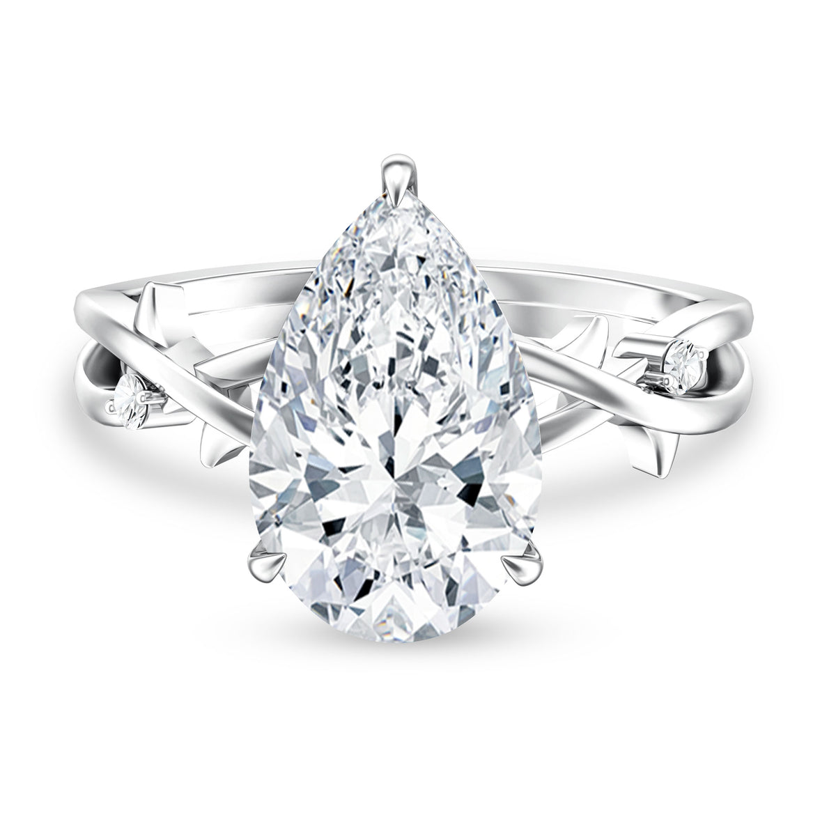 Pear Shaped 4 Carat Lab Grown Diamond Designer Engagement Ring with IGI Certificate Lab - ( E-VS1 ) - Rosec Jewels