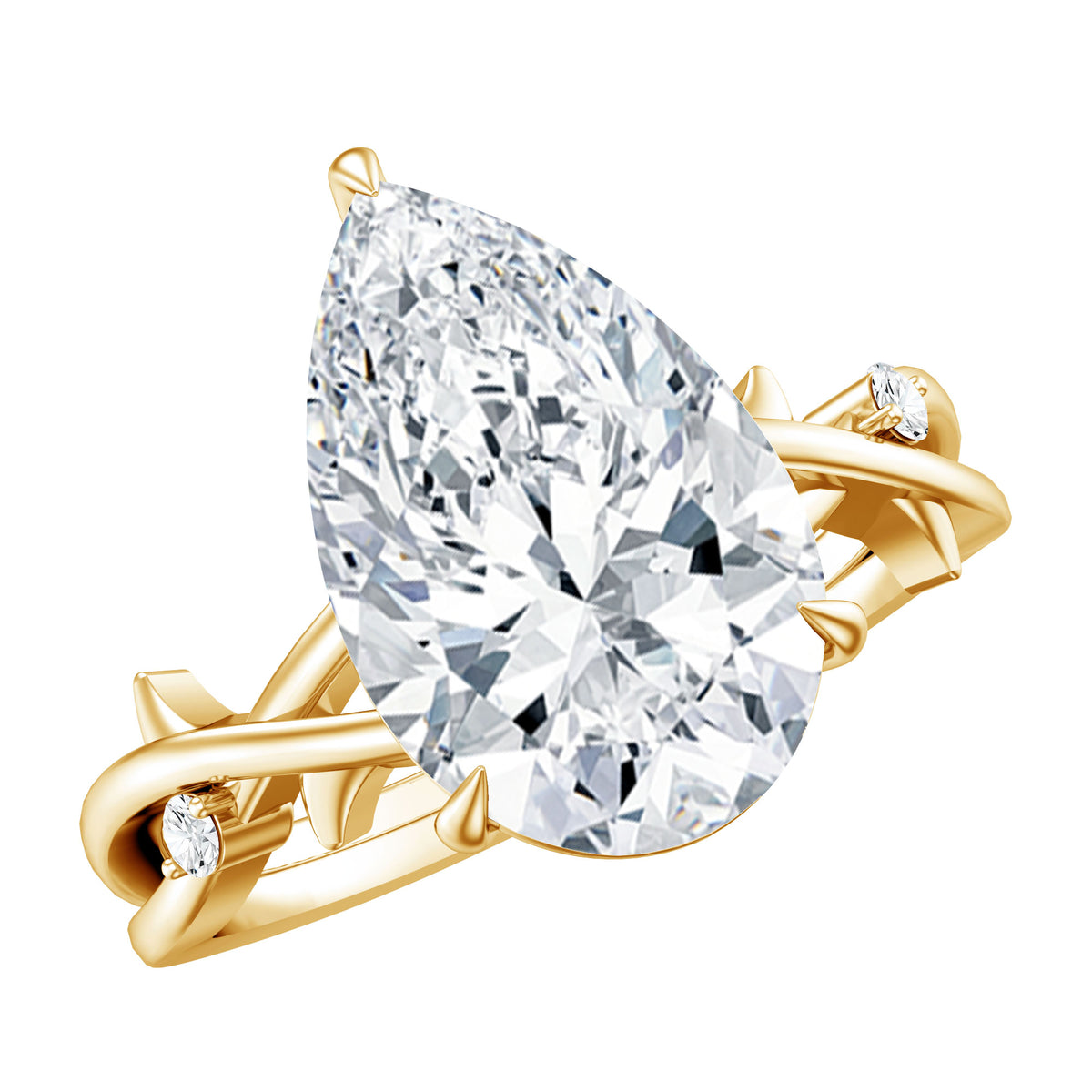 Pear Shaped 4 Carat Lab Grown Diamond Designer Engagement Ring with IGI Certificate Lab - ( E-VS1 ) - Rosec Jewels
