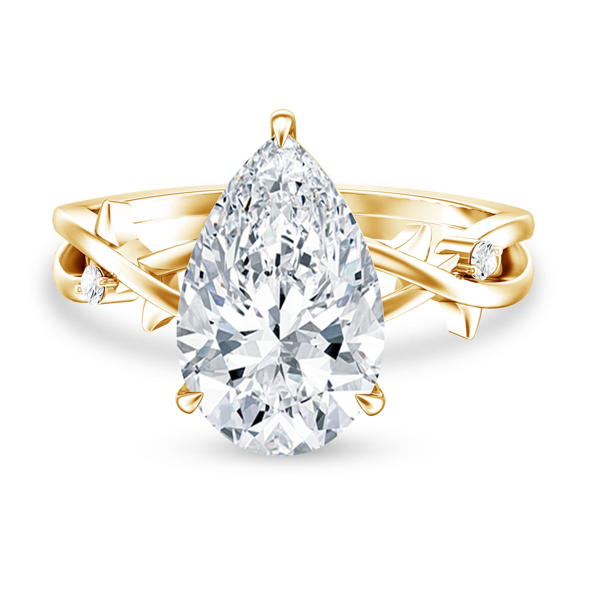 Pear Shaped 4 Carat Lab Grown Diamond Designer Engagement Ring with IGI Certificate Lab - ( E-VS1 ) - Rosec Jewels