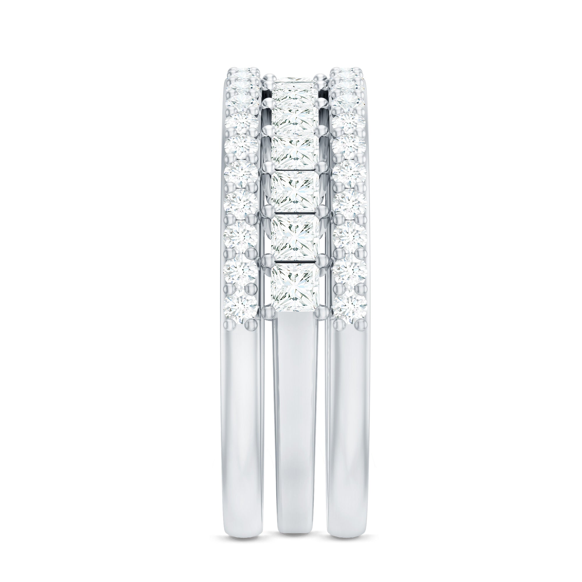 Zircon Stackable Band Ring Set of 3 AAAA - Rosec Jewels