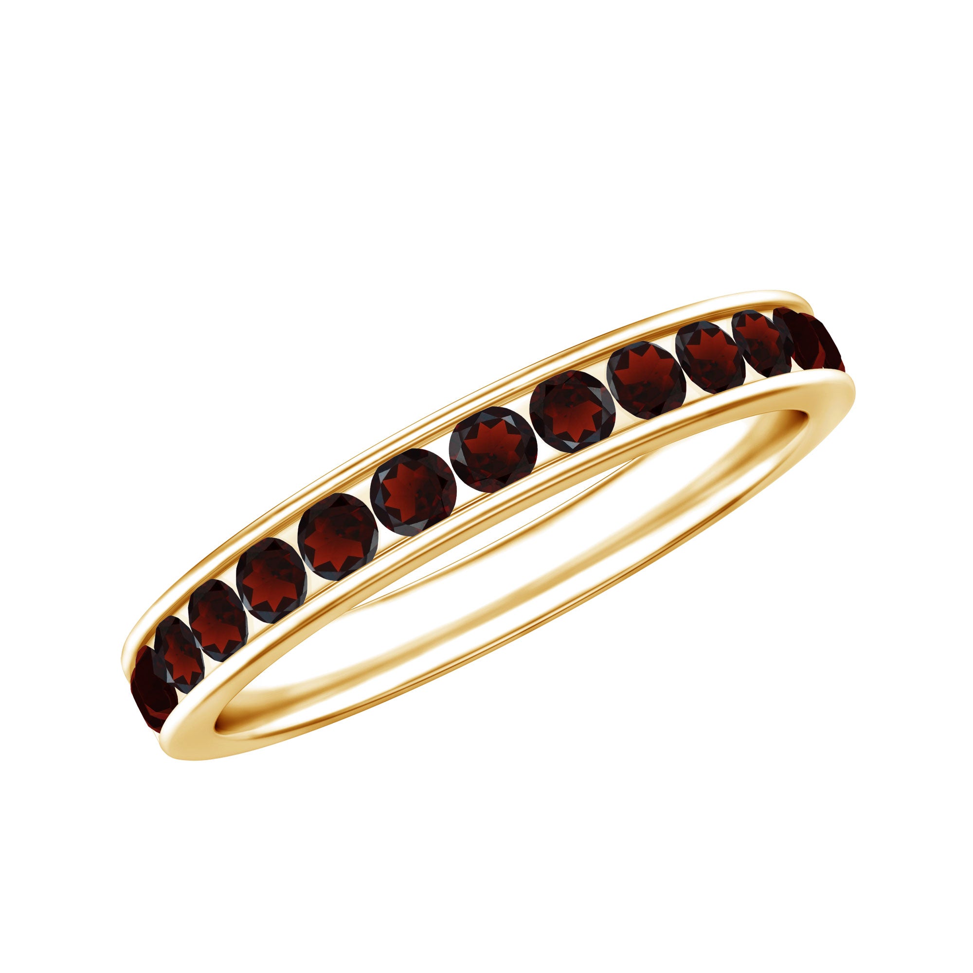 Certified Real Garnet Half Eternity Ring in Channel Setting AAA - Rosec Jewels