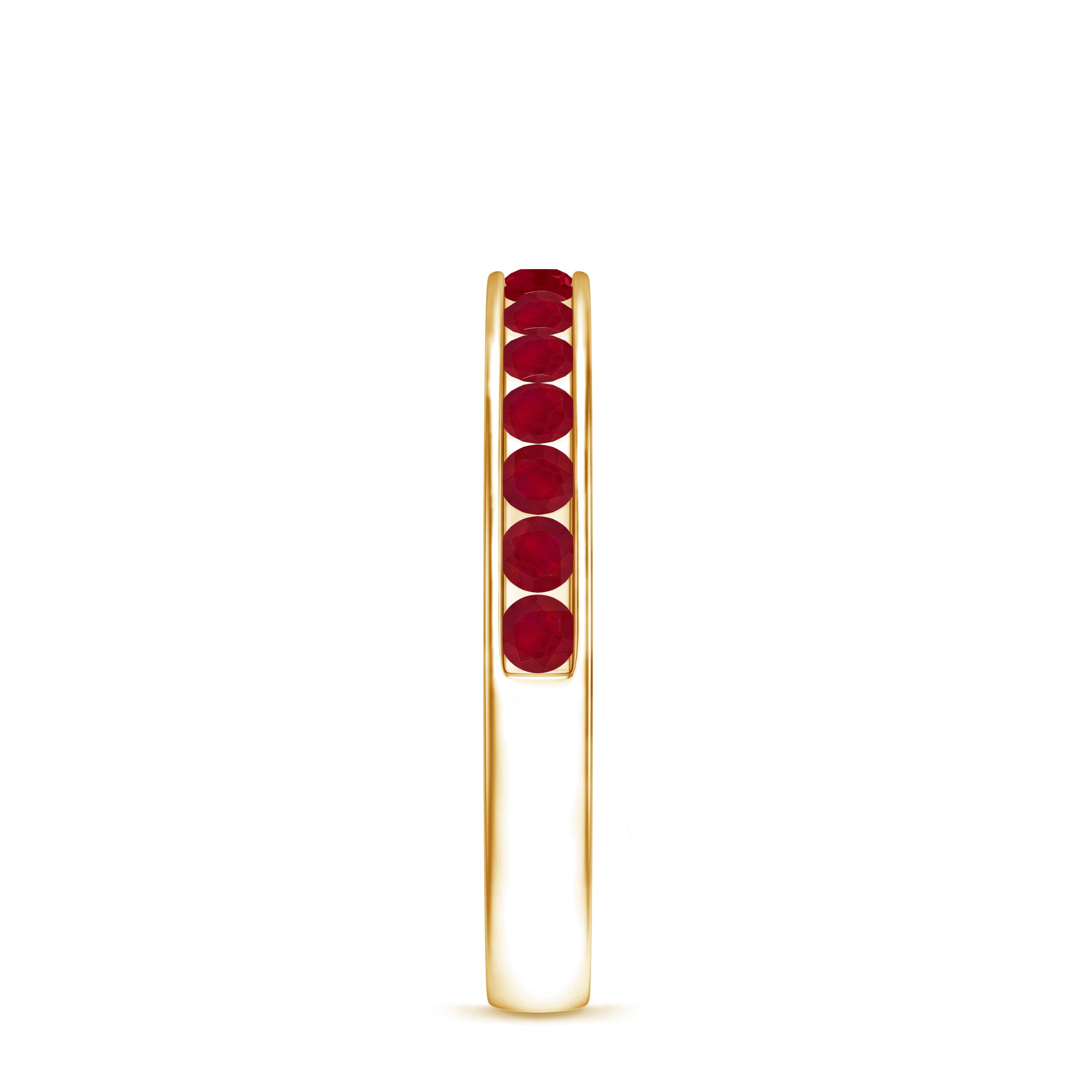 Natural Ruby Half Eternity Anniversary Ring in Channel Set AAA - Rosec Jewels