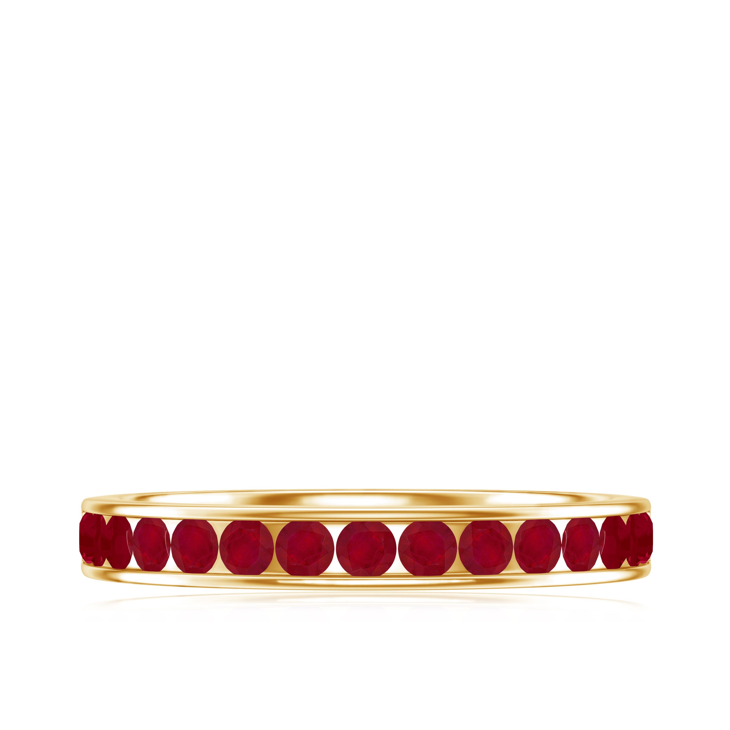 Natural Ruby Half Eternity Anniversary Ring in Channel Set AAA - Rosec Jewels