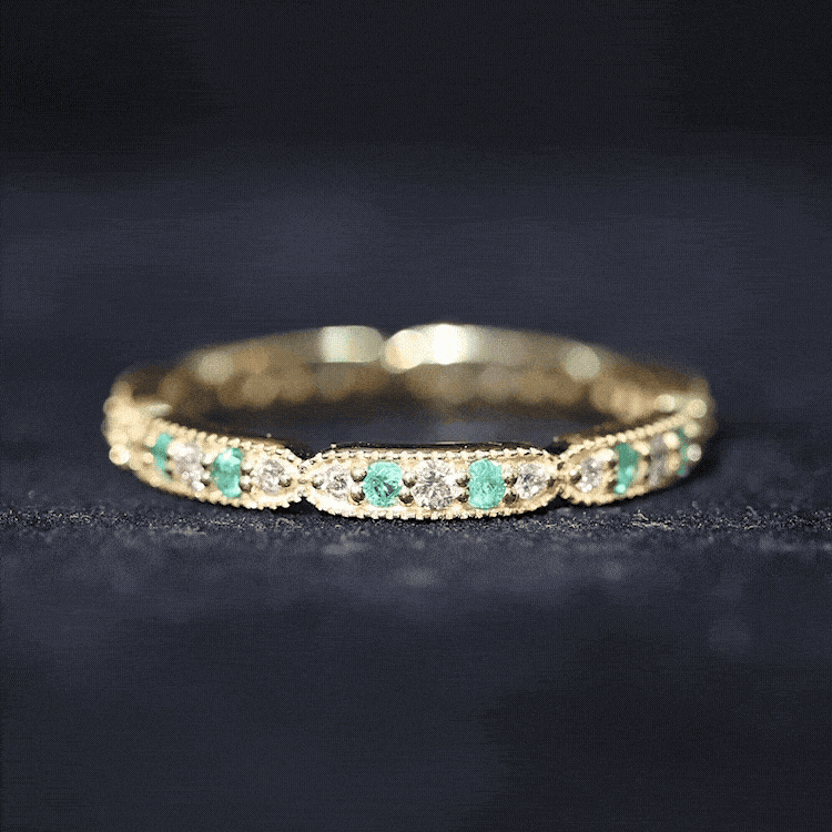 Emerald and Diamond Alternating Eternity Ring AAA - Rosec Jewels