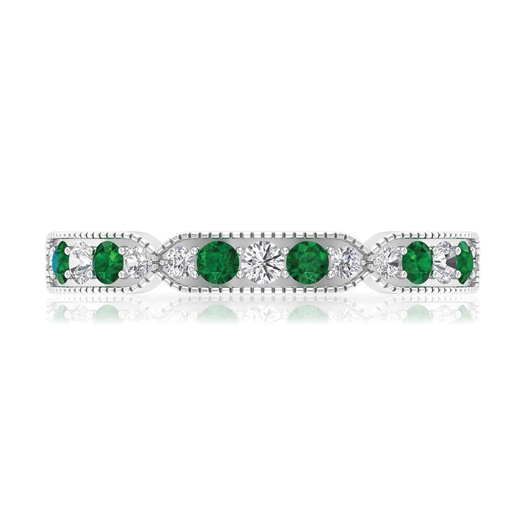 Emerald and Diamond Alternating Eternity Ring AAA - Rosec Jewels