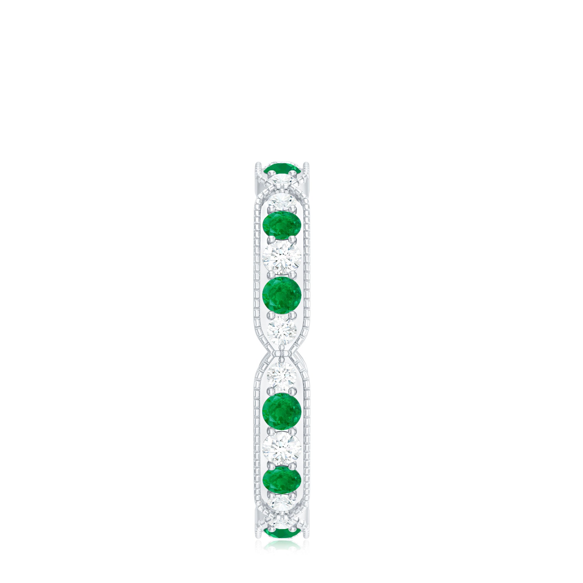 Emerald and Diamond Alternating Eternity Ring AAA - Rosec Jewels