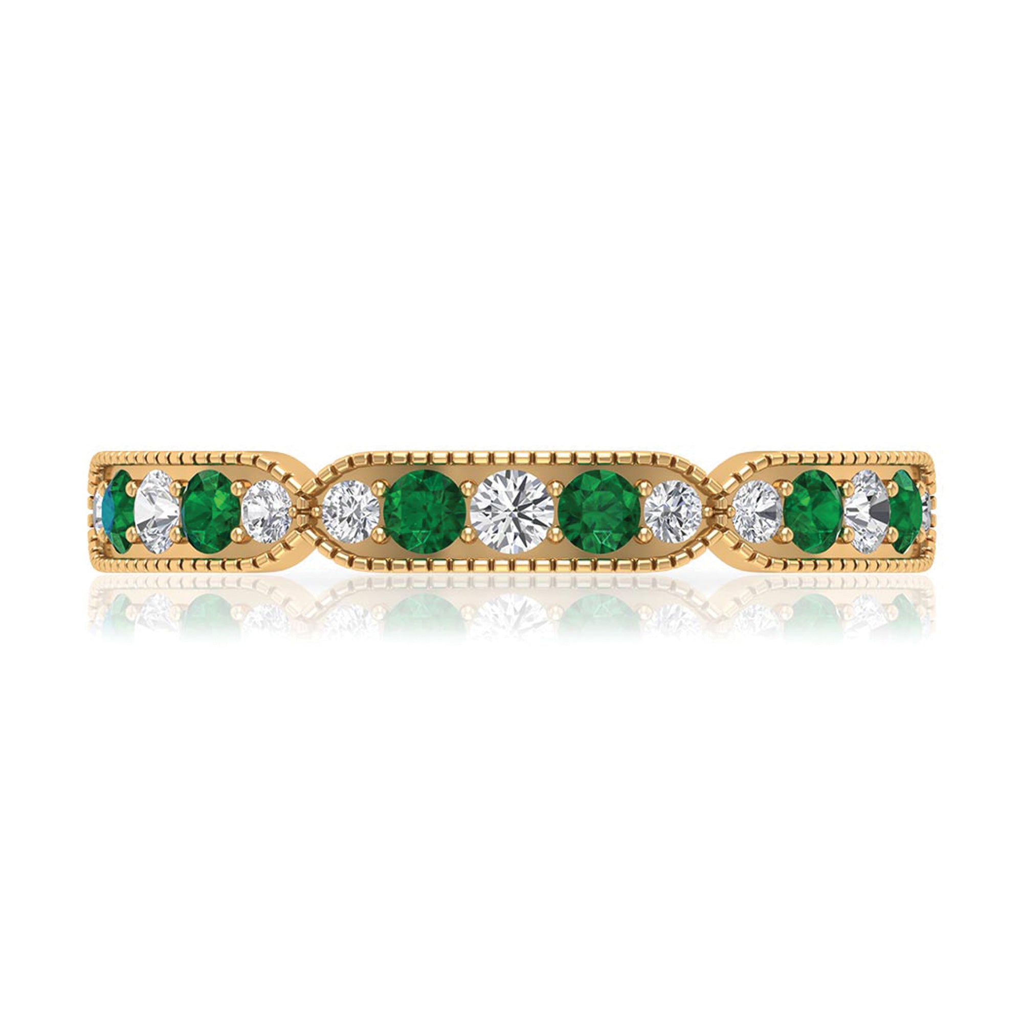 Emerald and Diamond Alternating Eternity Ring AAA - Rosec Jewels