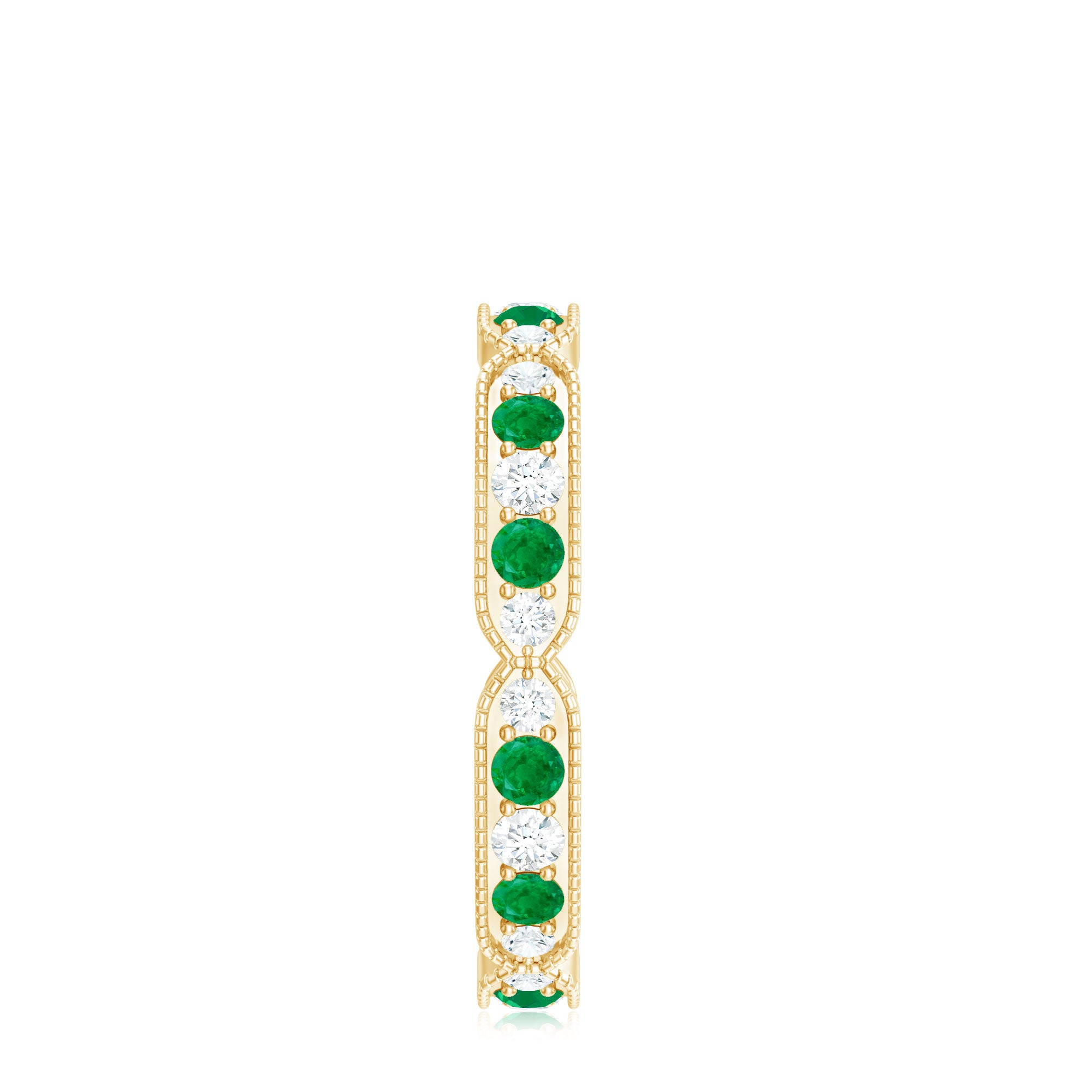 Emerald and Diamond Alternating Eternity Ring AAA - Rosec Jewels