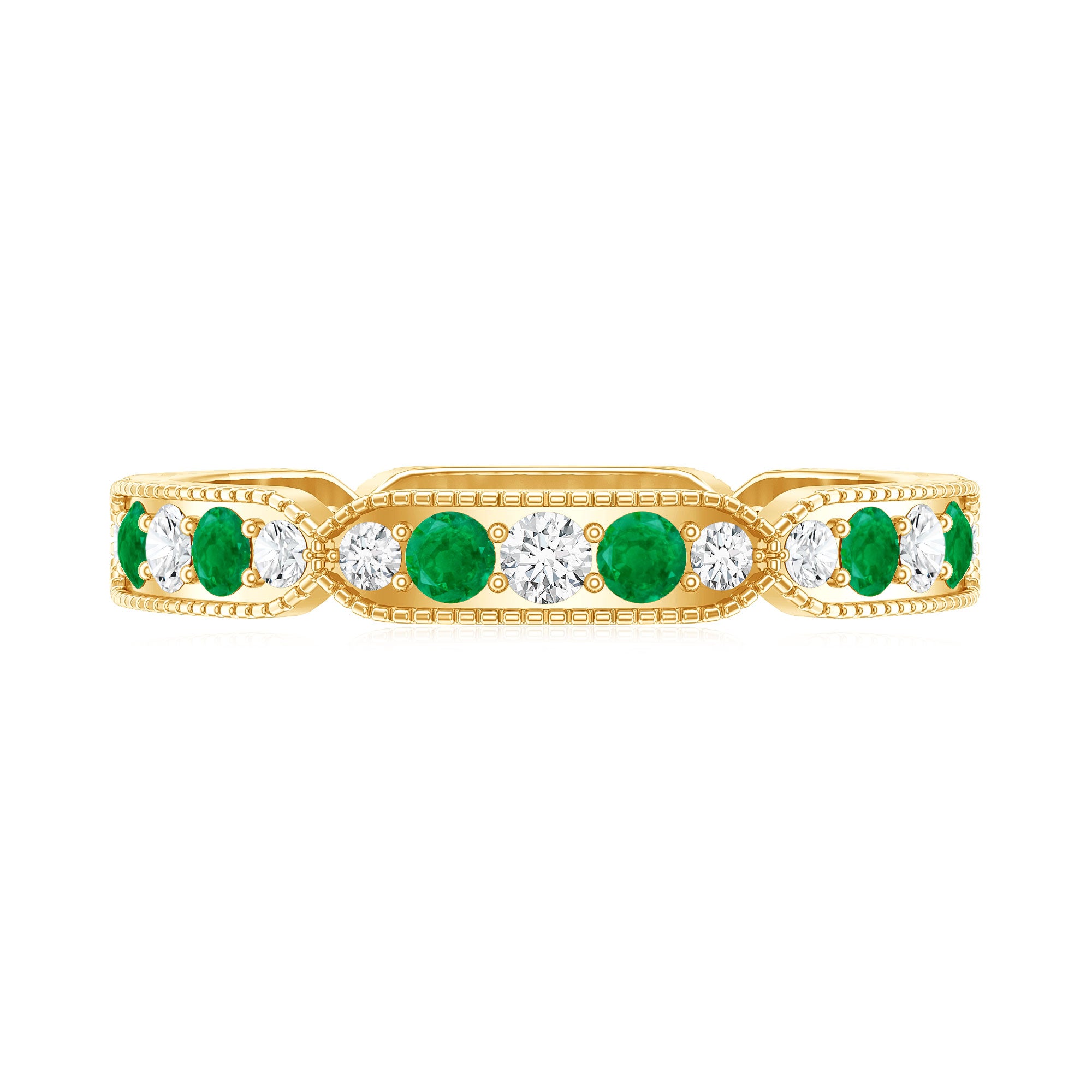 Emerald and Diamond Alternating Eternity Ring AAA - Rosec Jewels