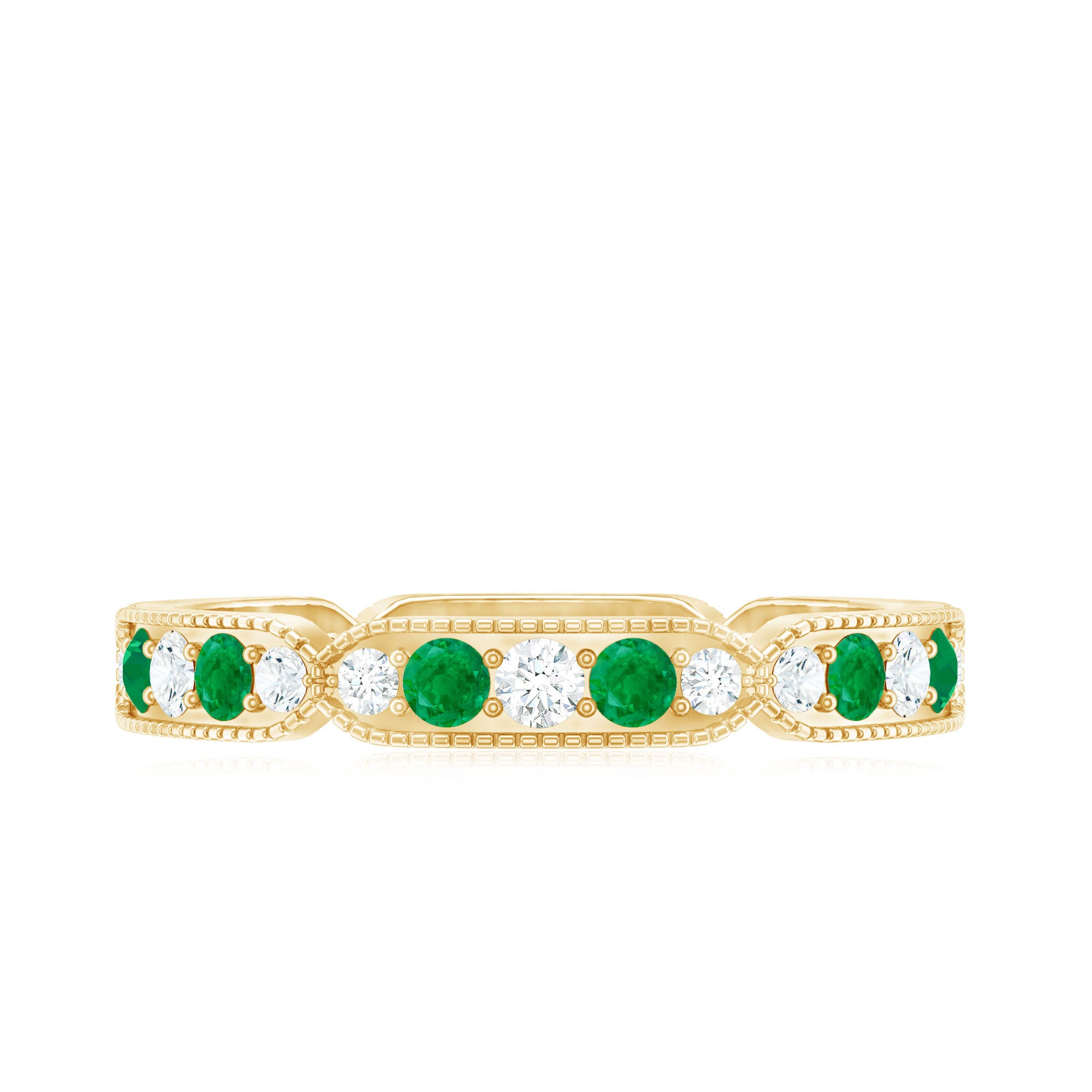Emerald and Diamond Alternating Eternity Ring AAA - Rosec Jewels
