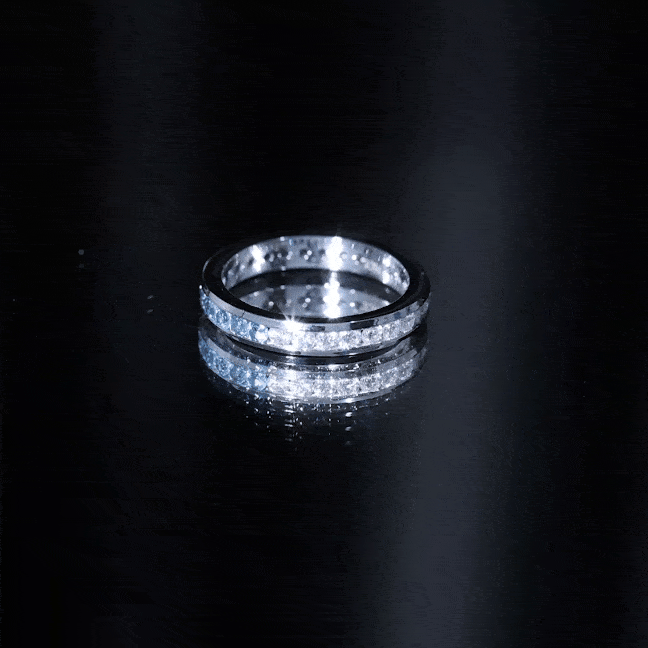 London Blue Topaz and Moissanite Eternity Ring With Certificate AAA - Rosec Jewels