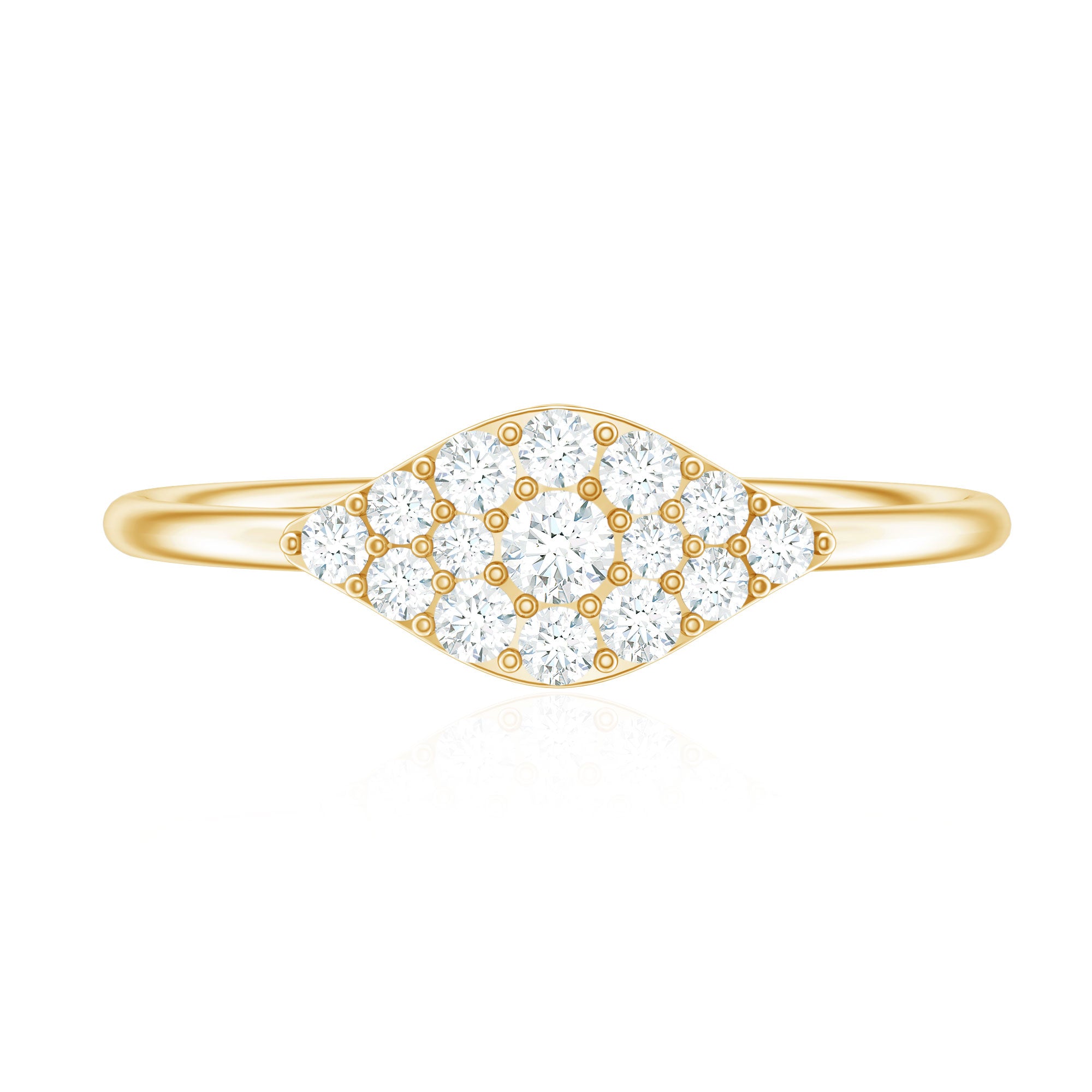 Certified Diamond Cluster Ring in Illusion Setting Natural - ( HI-SI ) - Rosec Jewels