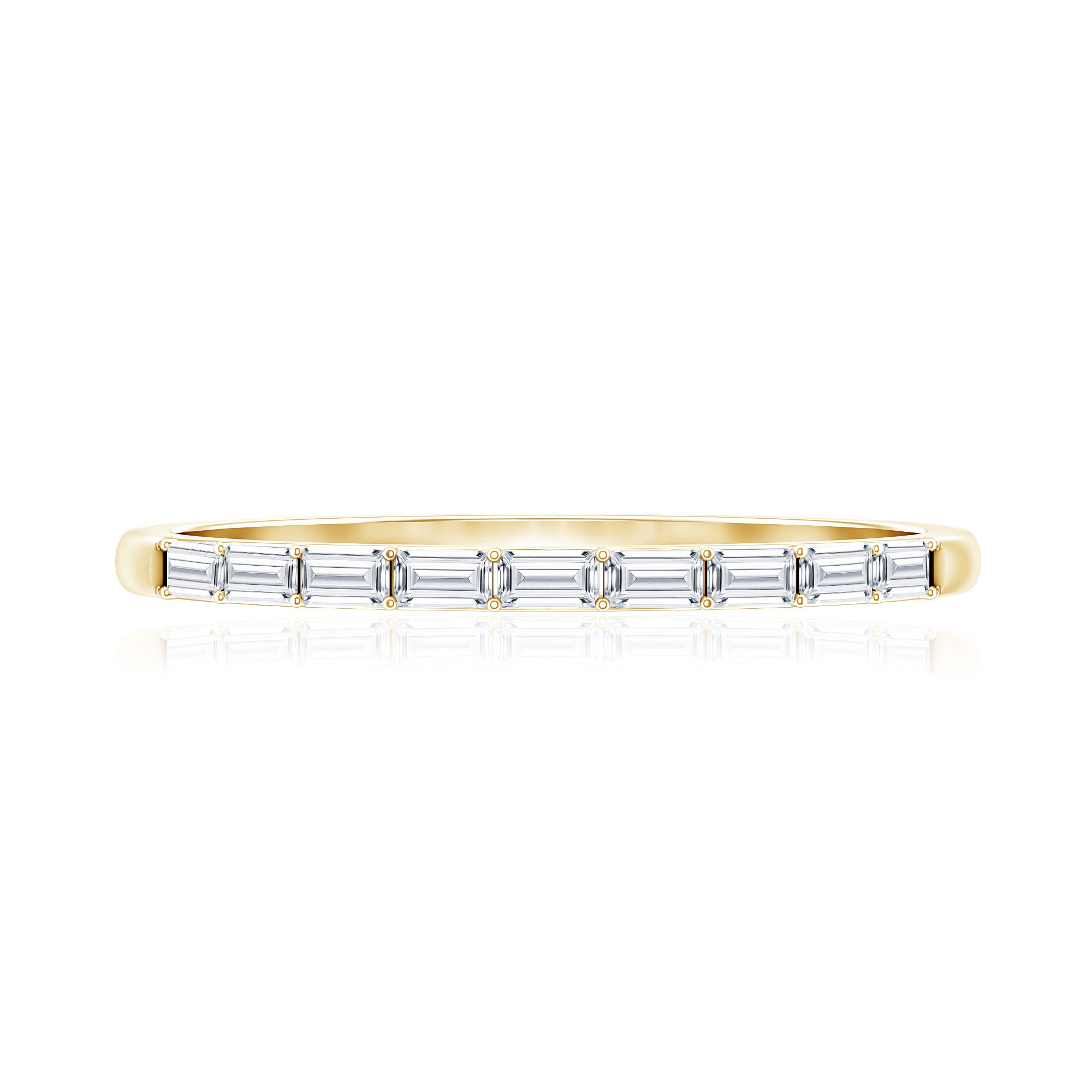 Baguette Diamond East West Stackable Ring Natural - ( HI-SI ) - Rosec Jewels