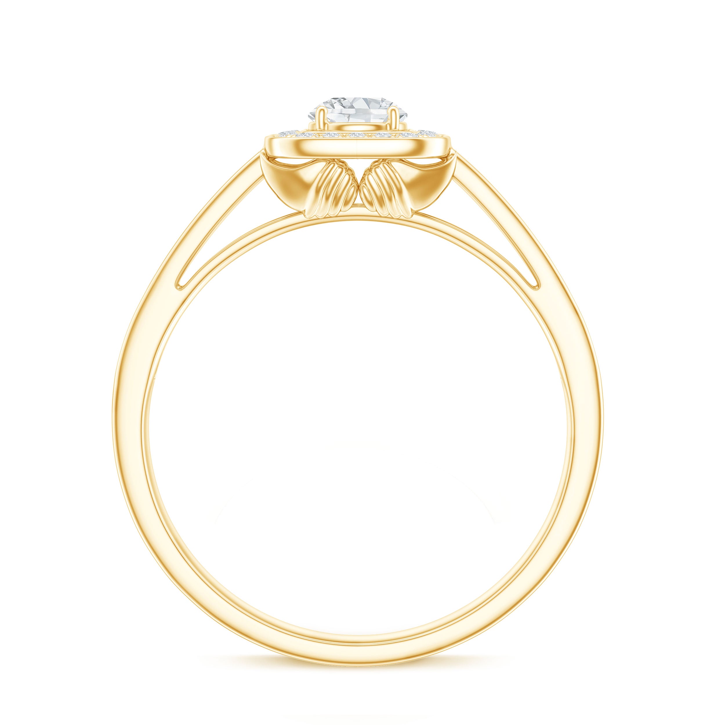 Moissanite Round Halo Engagement Ring with Certificate D-VS1 - Rosec Jewels