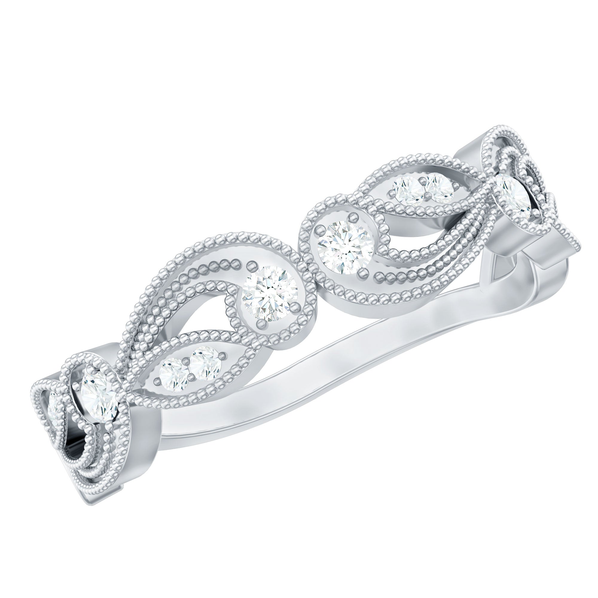 Diamond Band Ring with Milgrain Details