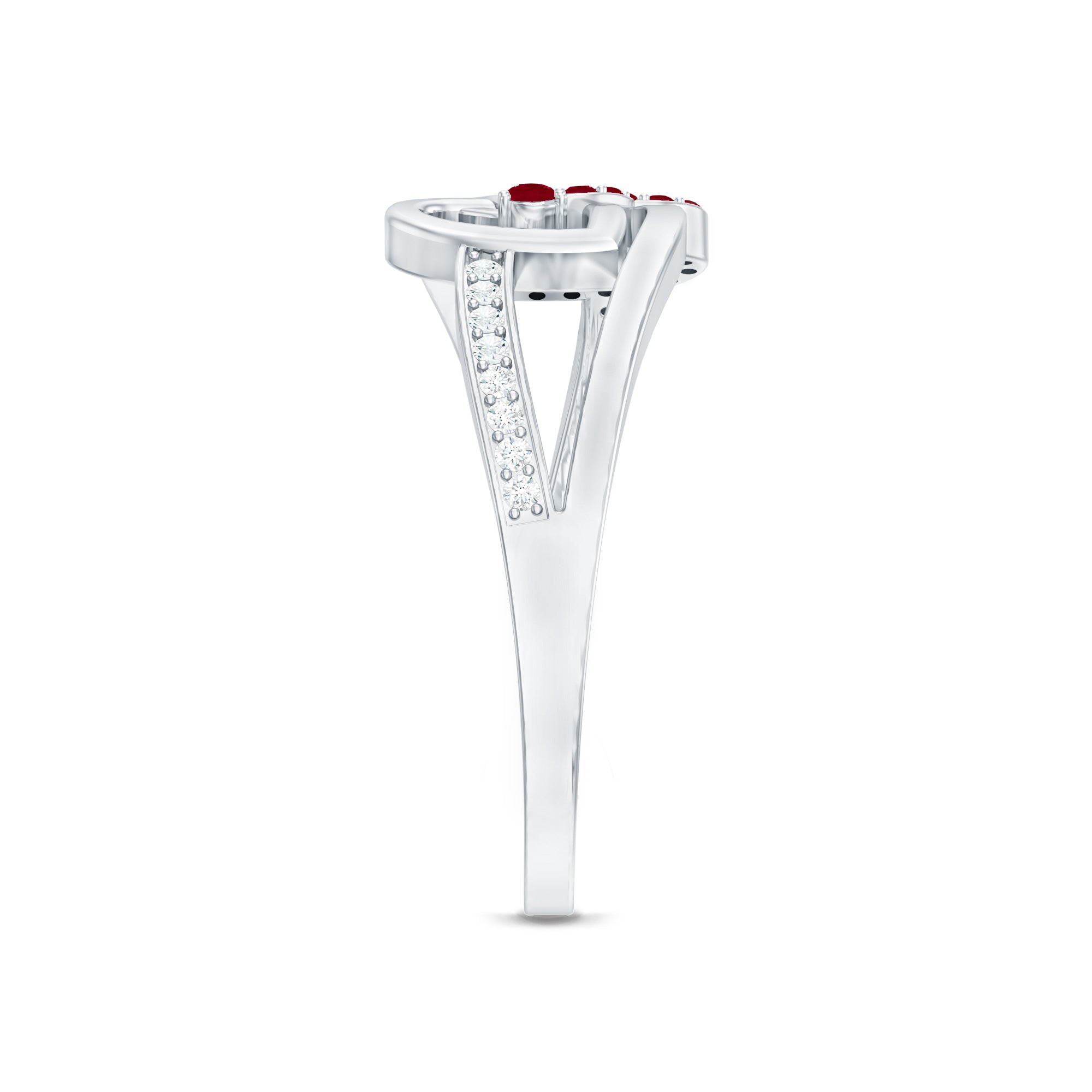 Natural Ruby Diamond Double Heart Promise Ring for Women AAA - Rosec Jewels
