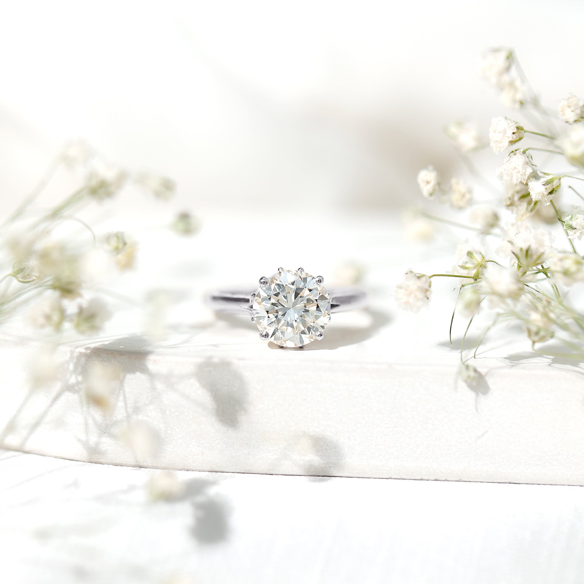 8 MM Round Cut Moissanite Engagement Ring with Milgrain Detailing D-VS1 - Rosec Jewels