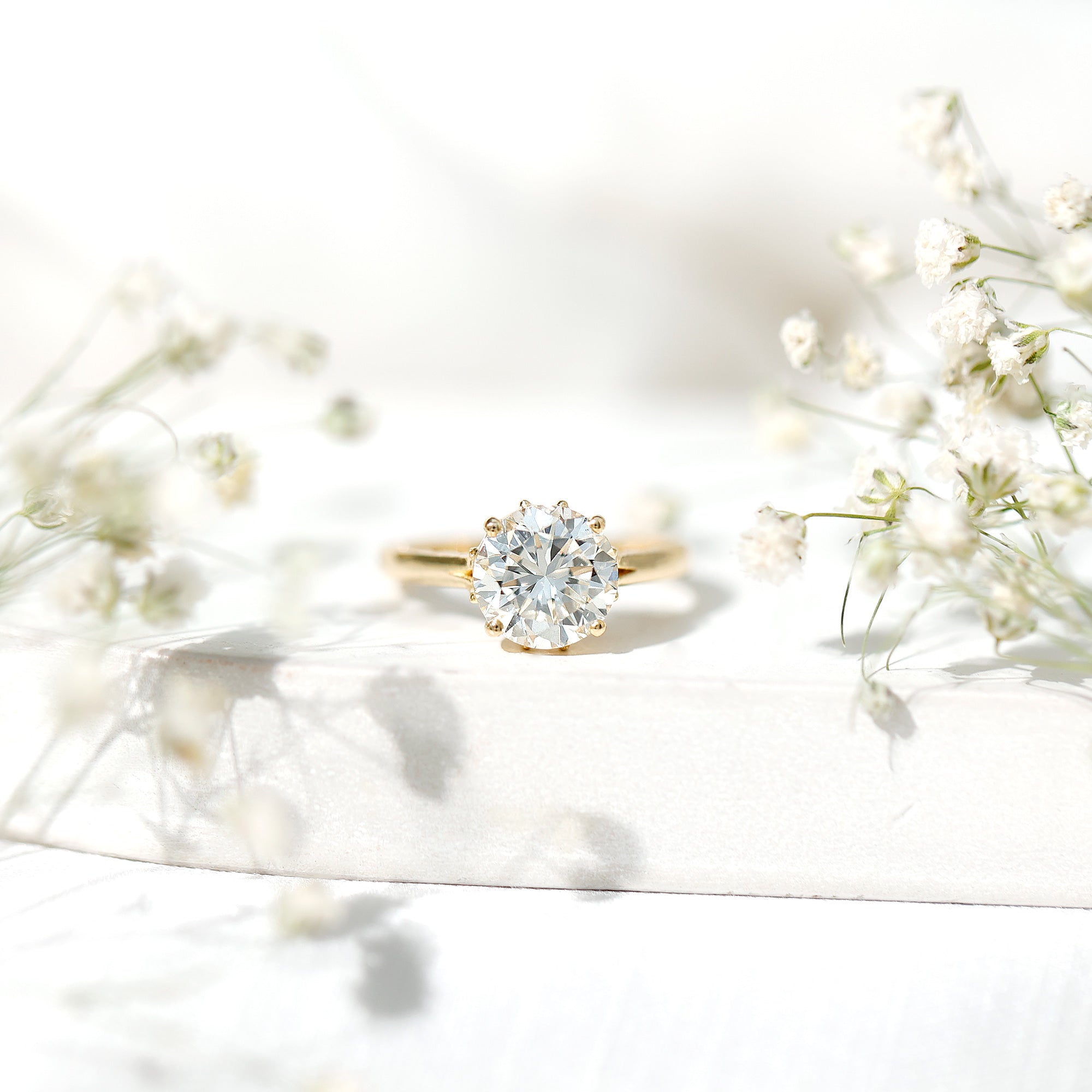 8 MM Round Cut Moissanite Engagement Ring with Milgrain Detailing D-VS1 - Rosec Jewels