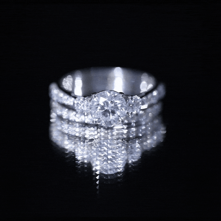 Rosec Jewels-Certified 2 Carat Round Moissanite Bridal Ring Set For Wedding