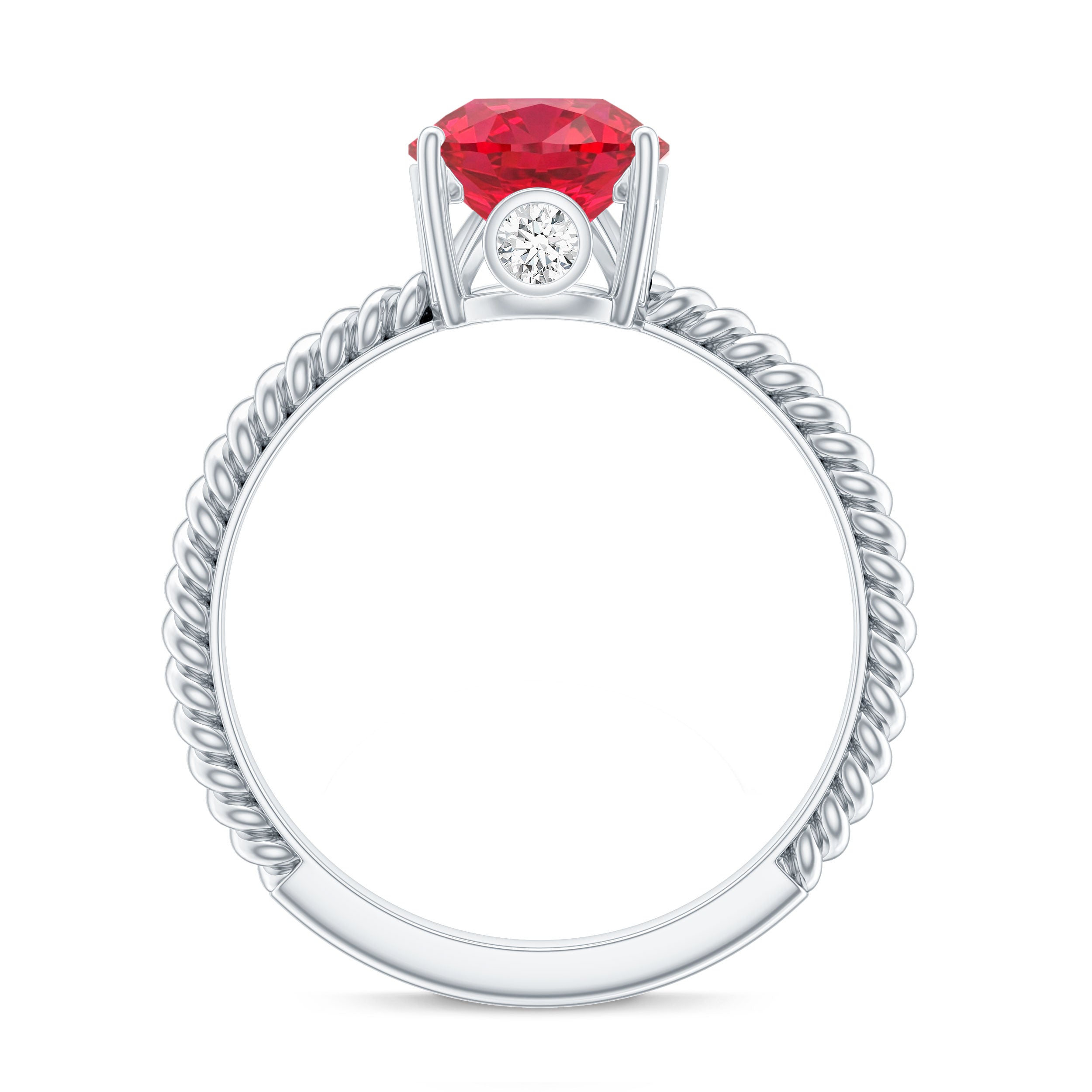 2.9 Carat Lab Created Ruby Teardrop Engagement Ring With Surprise Diamonds AAAA - Rosec Jewels