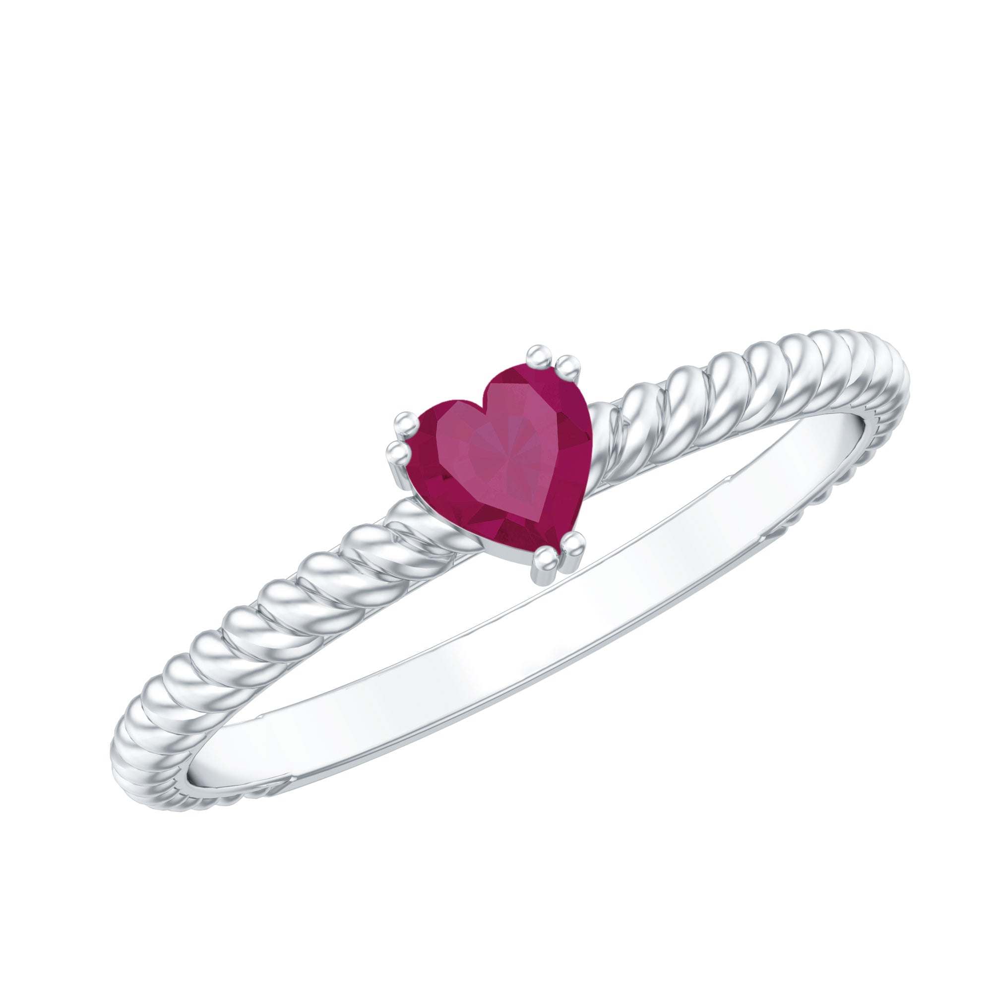 Heart Shape Ruby Solitaire Promise Ring For Her