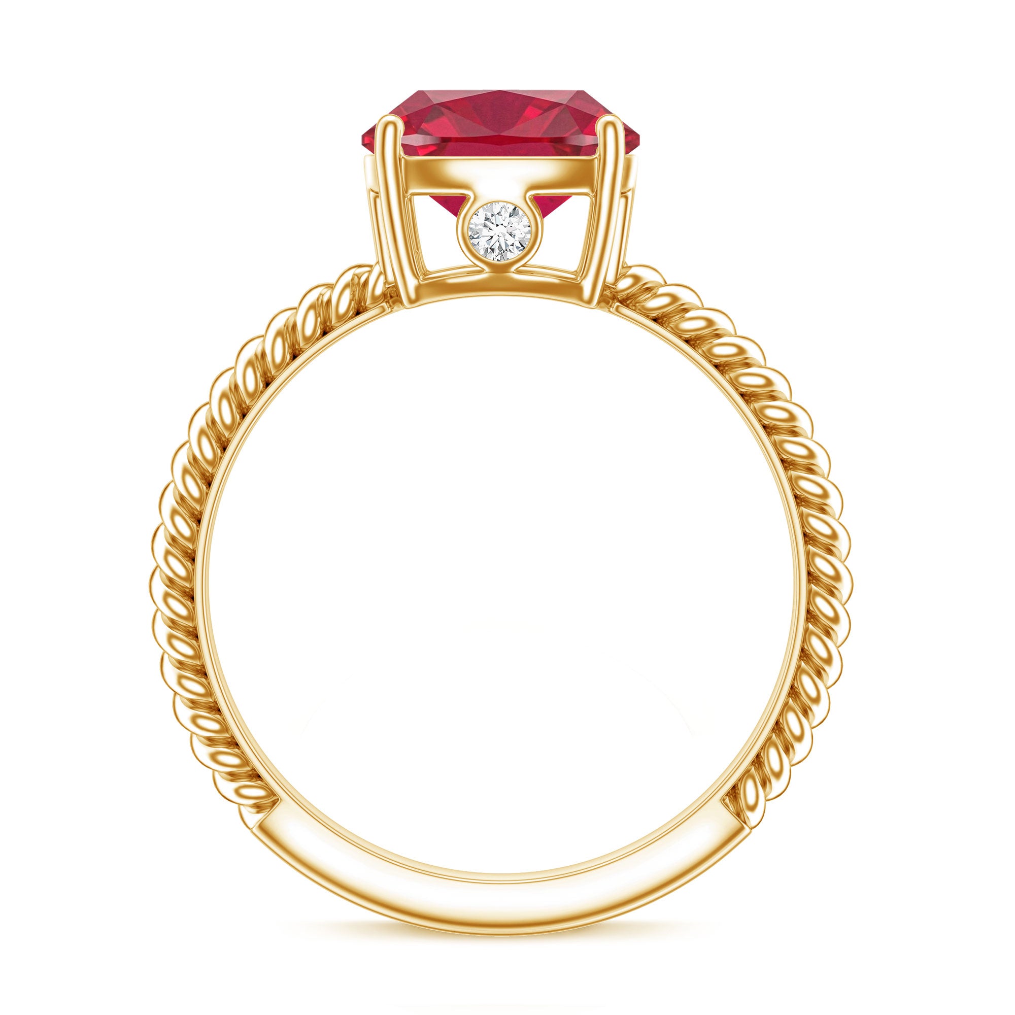 Certified 2 Carat Lab Grown Ruby Cushion Cut Engagement Ring with Surprise Diamond AAAA - Rosec Jewels
