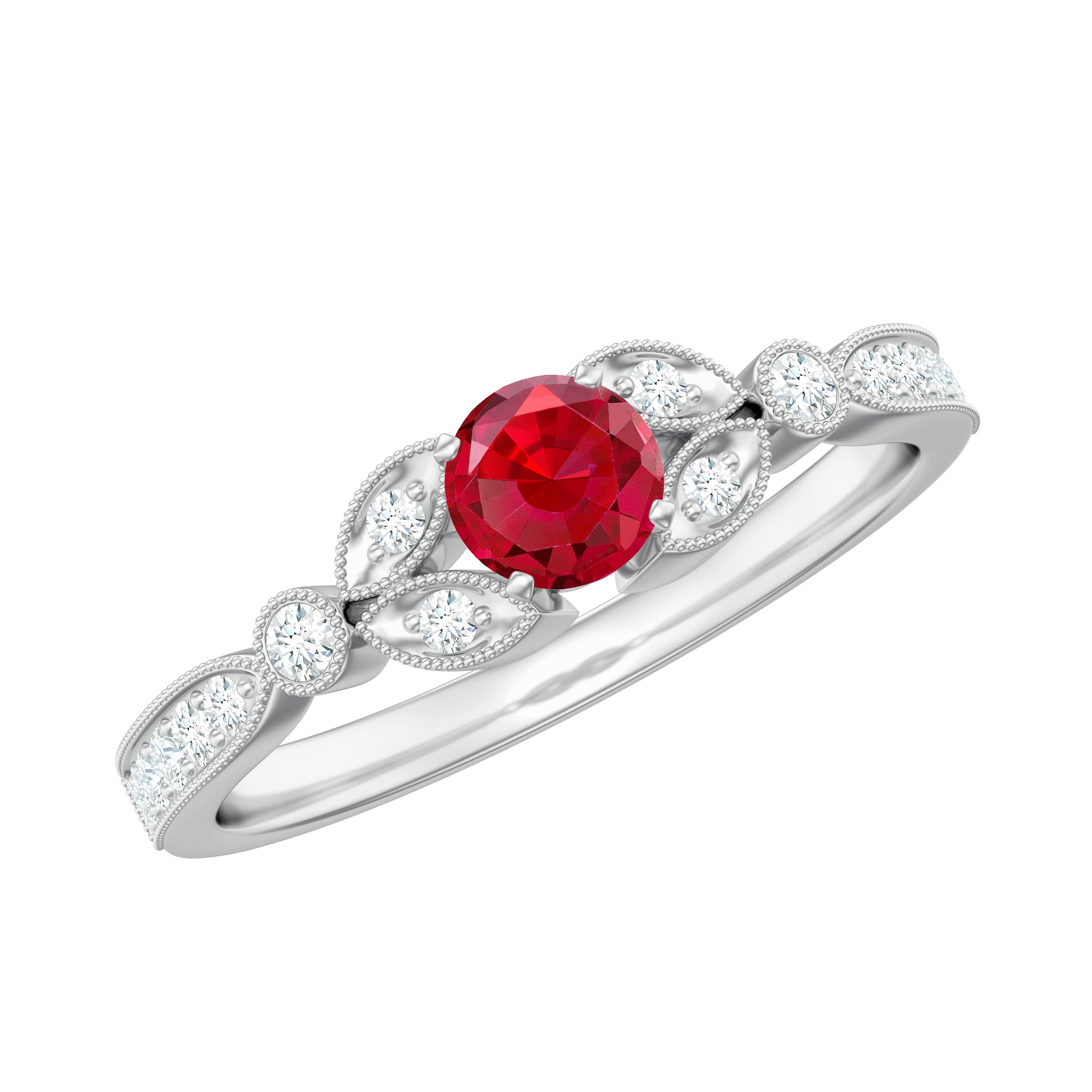 Rosec Jewels-Lab-Lab Grown Ruby and Diamond Minimal Promise Ring