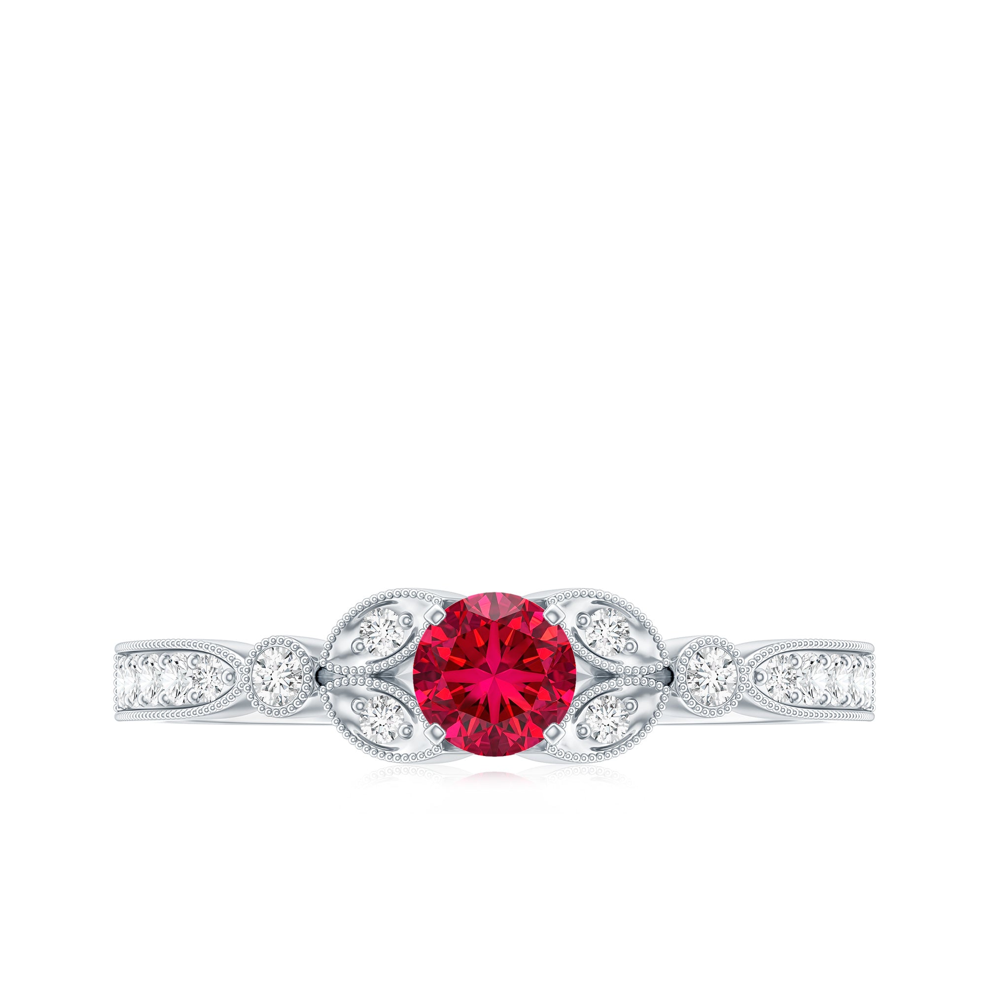 Lab-Lab Grown Ruby and Diamond Minimal Promise Ring AAAA - Rosec Jewels