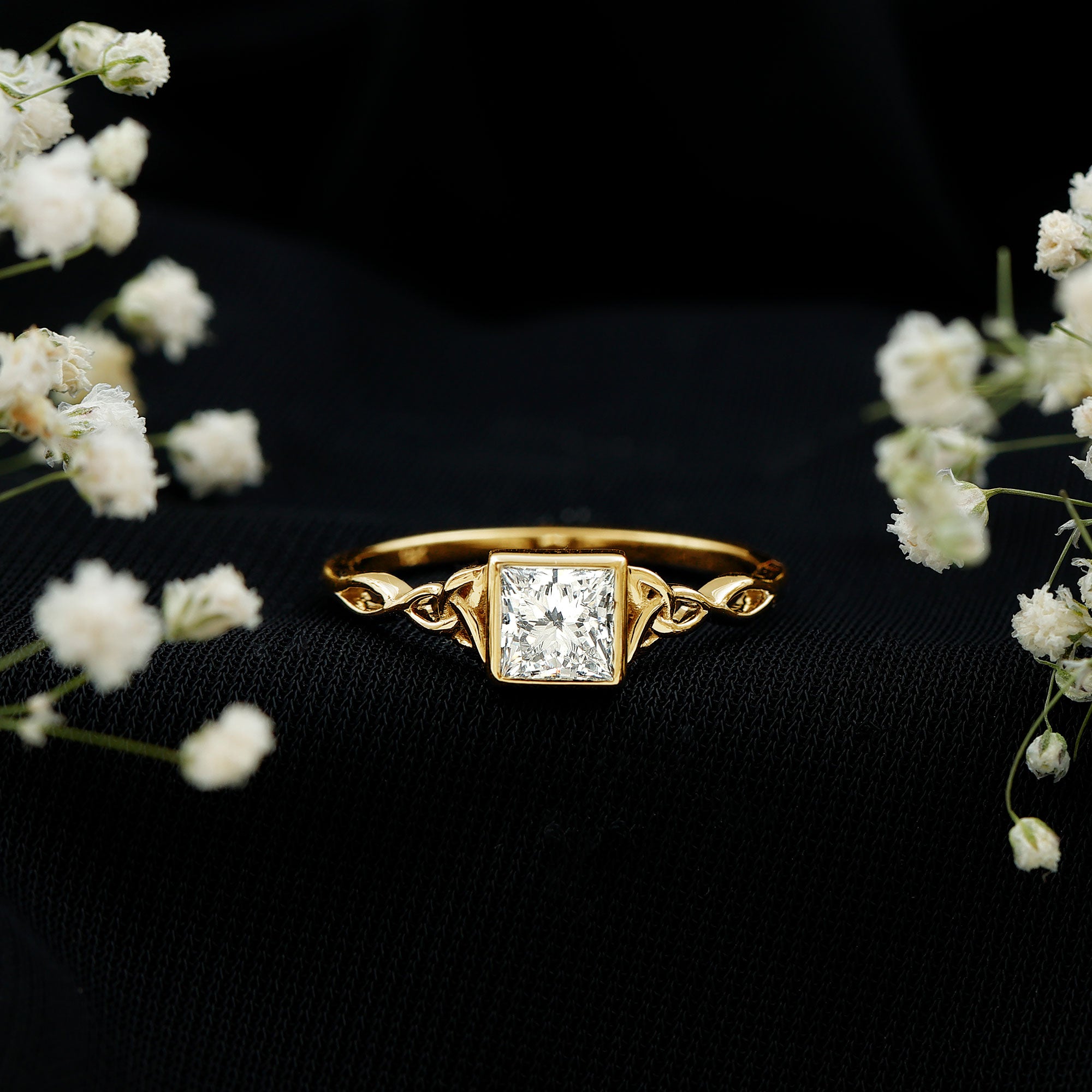 Princess Cut Moissanite Promise Ring in Bezel Setting D-VS1 - Rosec Jewels