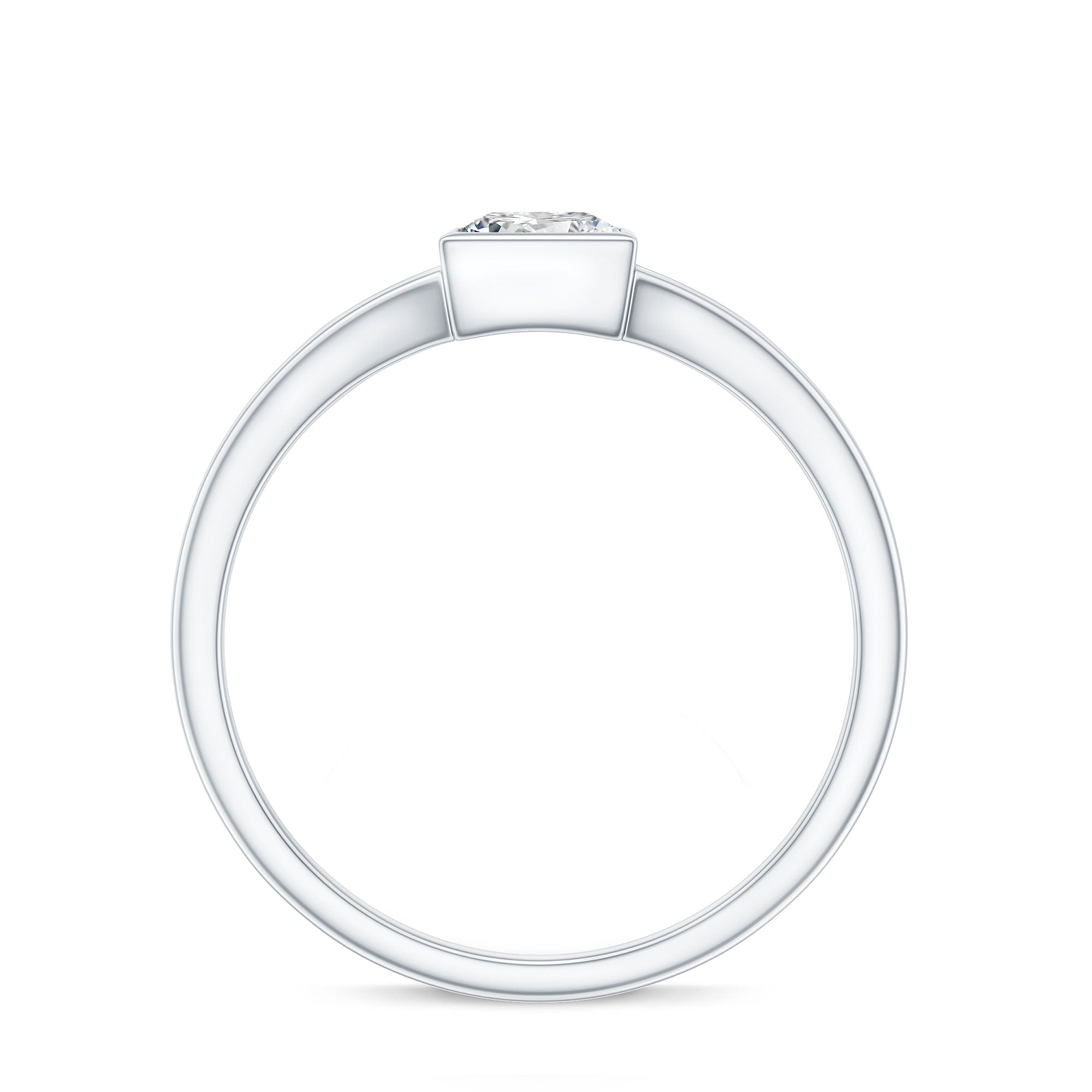 Bezel Set Princess Cut Moissanite Solitaire Promise Ring in Split Shank D-VS1 - Rosec Jewels