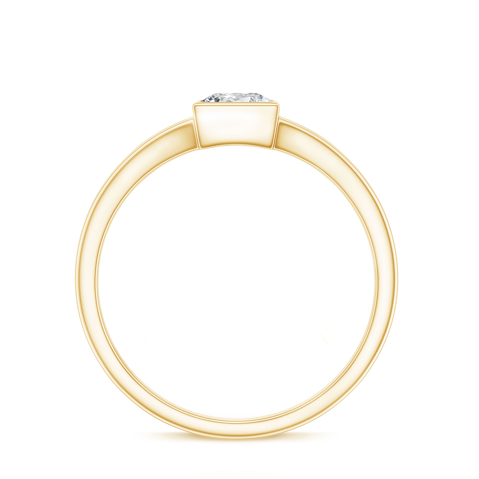 Bezel Set Princess Cut Moissanite Solitaire Promise Ring in Split Shank D-VS1 - Rosec Jewels