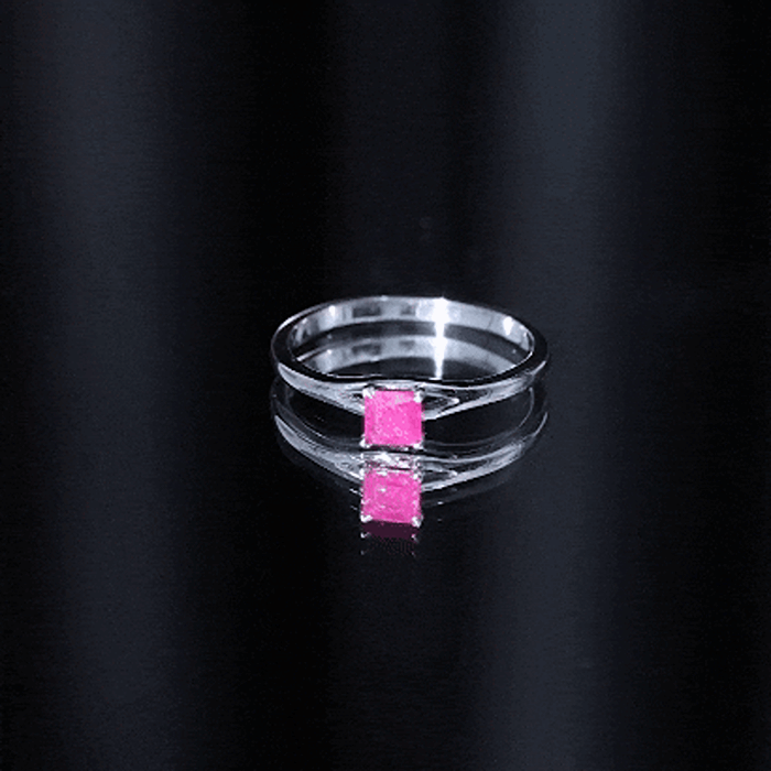 Natural Half Carat Princess Cut Ruby Promise Ring with Split Shank AAA - Rosec Jewels