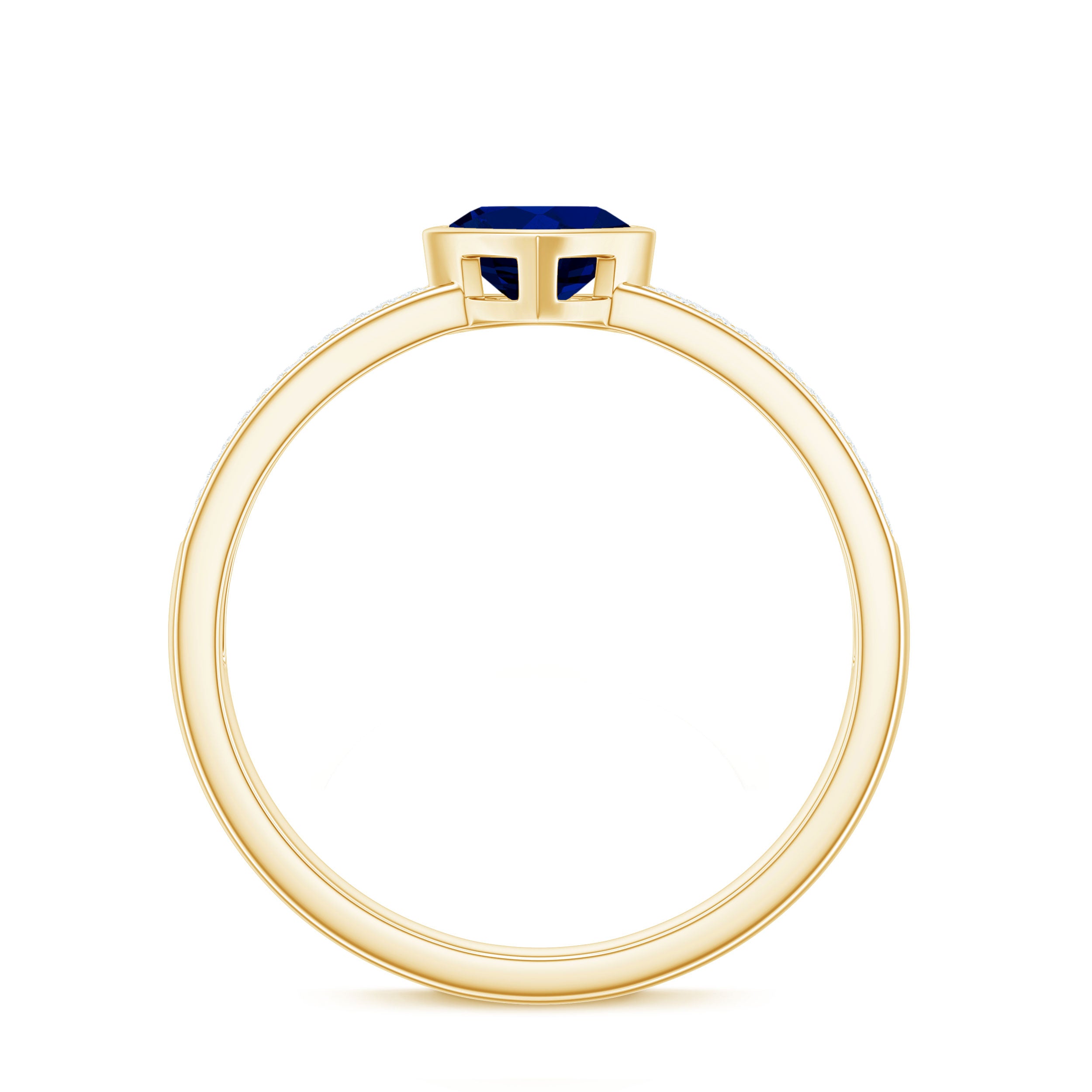 Rosec Jewels-1 CT Blue Sapphire Heart Solitaire Engagement Ring with Pave Diamond