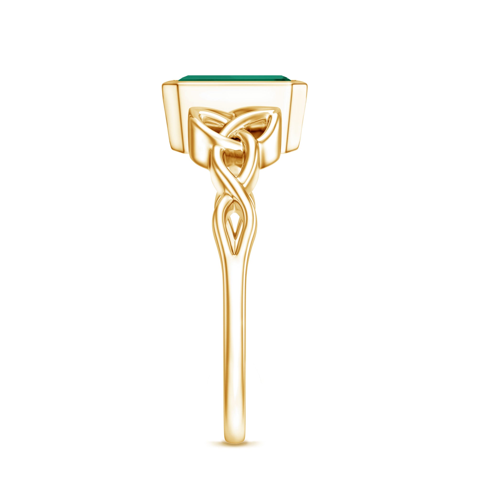 Certified Lab Grown Emerald Cut Emerald Engagement Ring with Celtic Knot AAAA - Rosec Jewels