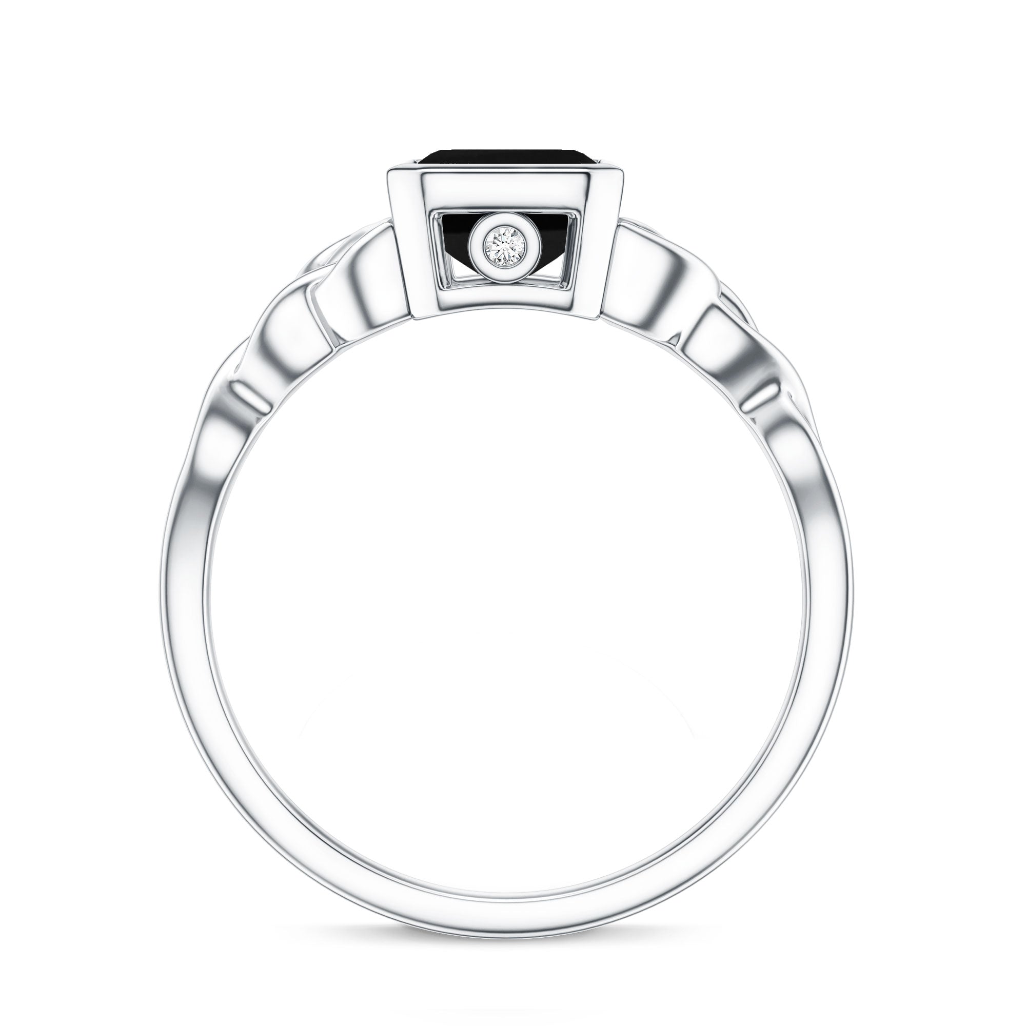1.6 Carat Lab Grown Black Diamond Celtic Knot Engagement Ring with Surprise White Diamond AAAA ( Synthetic ) - Rosec Jewels