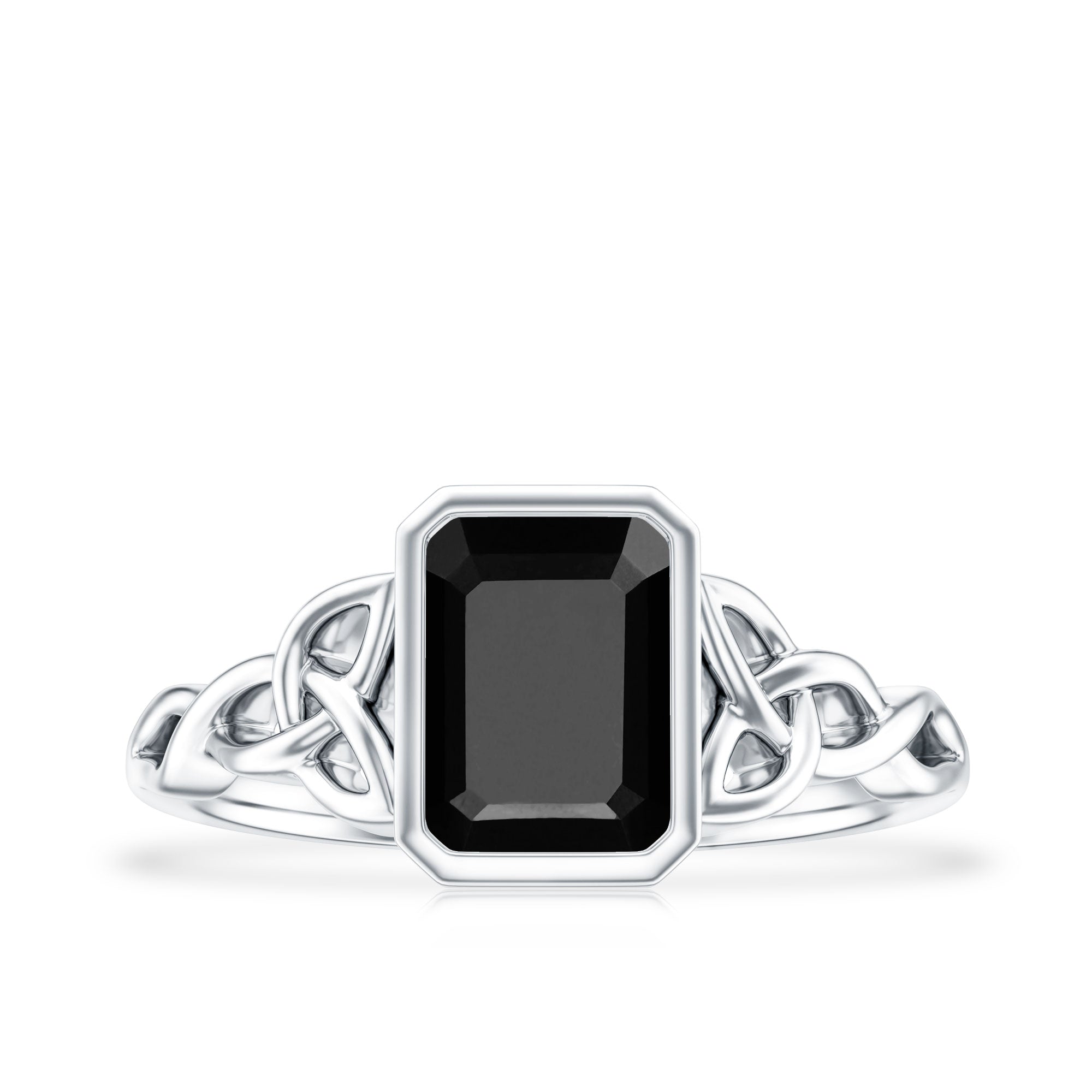 1.6 Carat Lab Grown Black Diamond Celtic Knot Engagement Ring with Surprise White Diamond AAAA ( Synthetic ) - Rosec Jewels