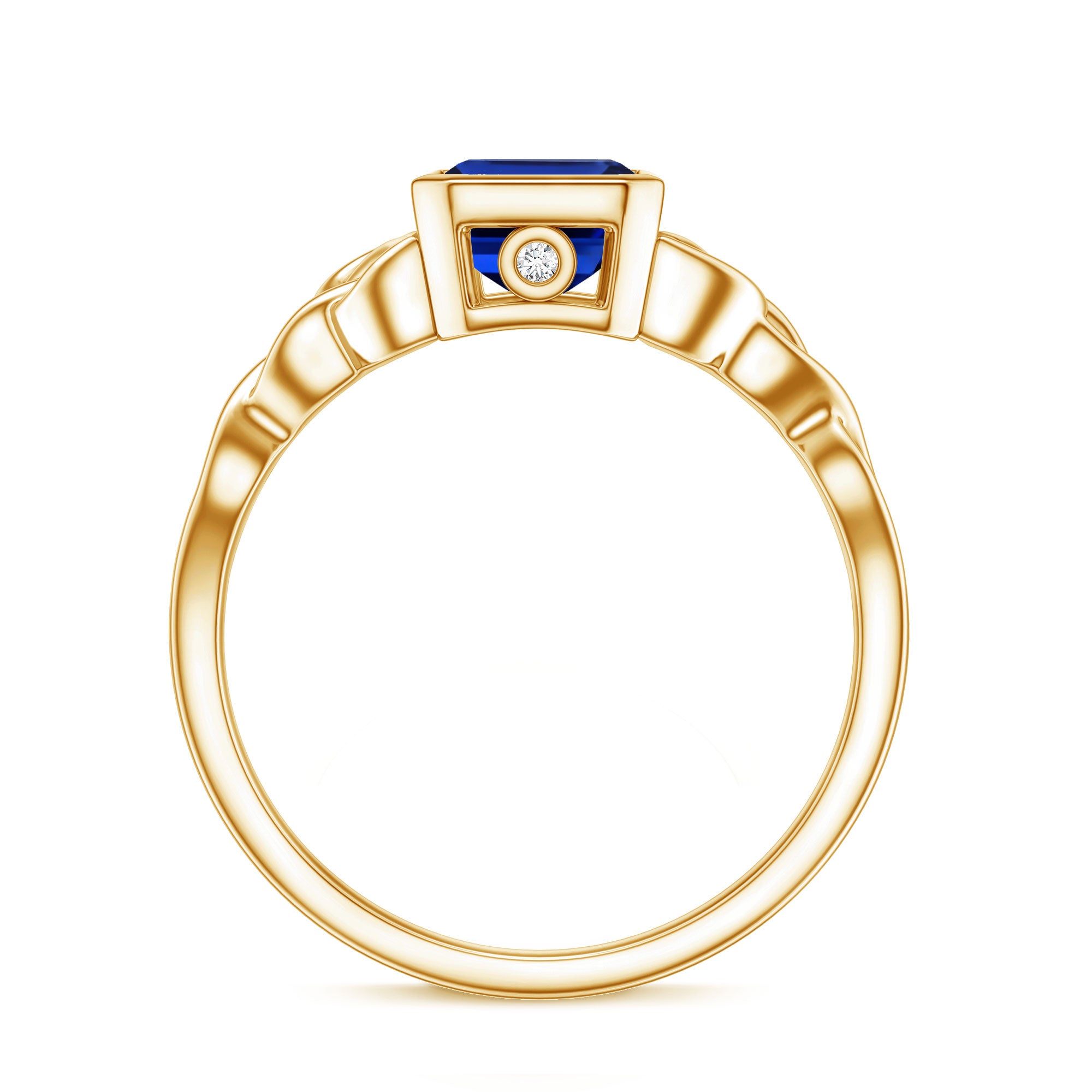 Solitaire Created Blue Sapphire Celtic Engagement Ring AAAA - Rosec Jewels