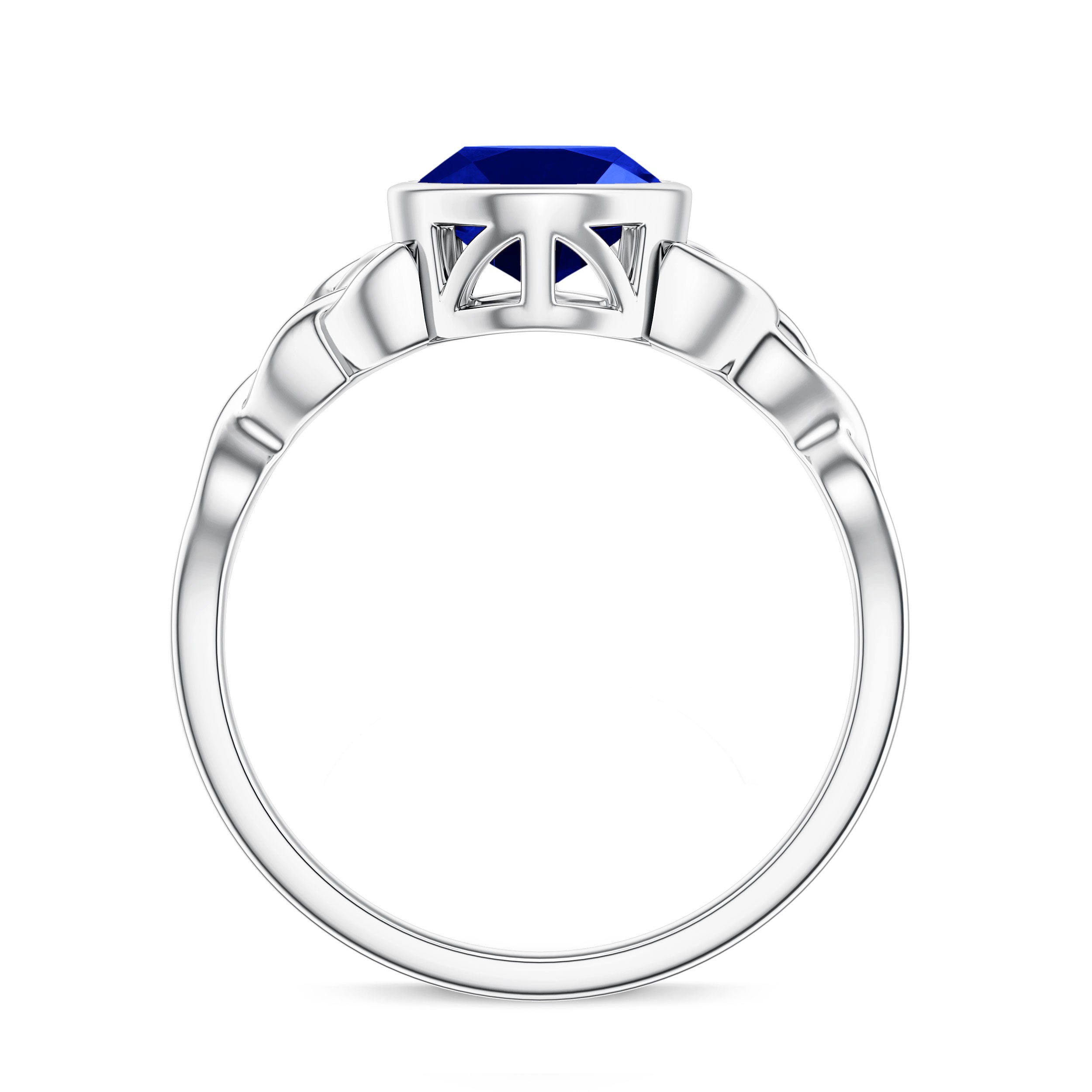 Certified 4 Carat Oval Lab Grown Blue Sapphire Bezel Set Engagement Ring AAAA - Rosec Jewels