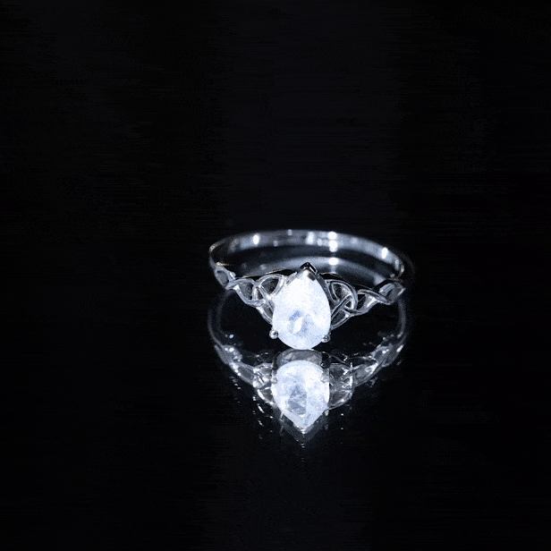 Pear Shaped Moonstone Solitaire Engagement Ring with Celtic Band AAA - Rosec Jewels