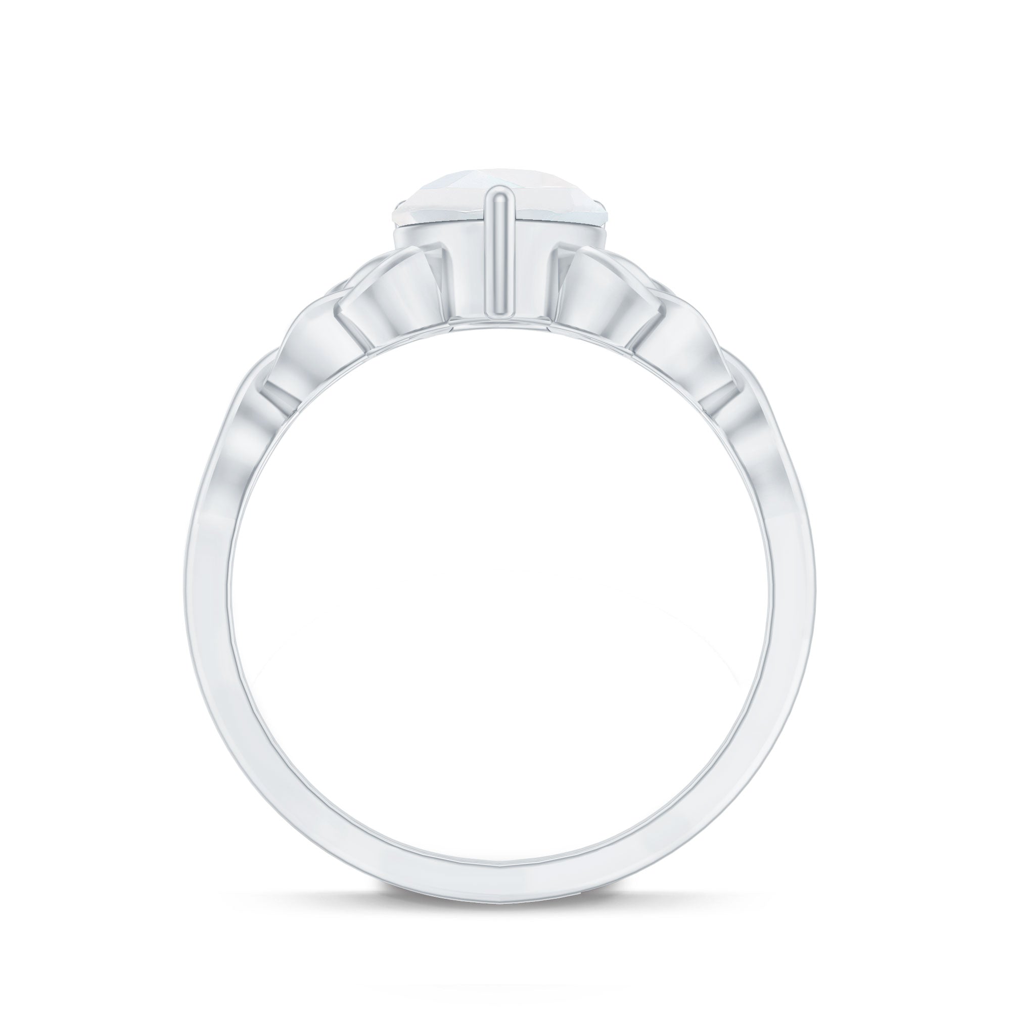 Pear Shaped Moonstone Solitaire Engagement Ring with Celtic Band AAA - Rosec Jewels