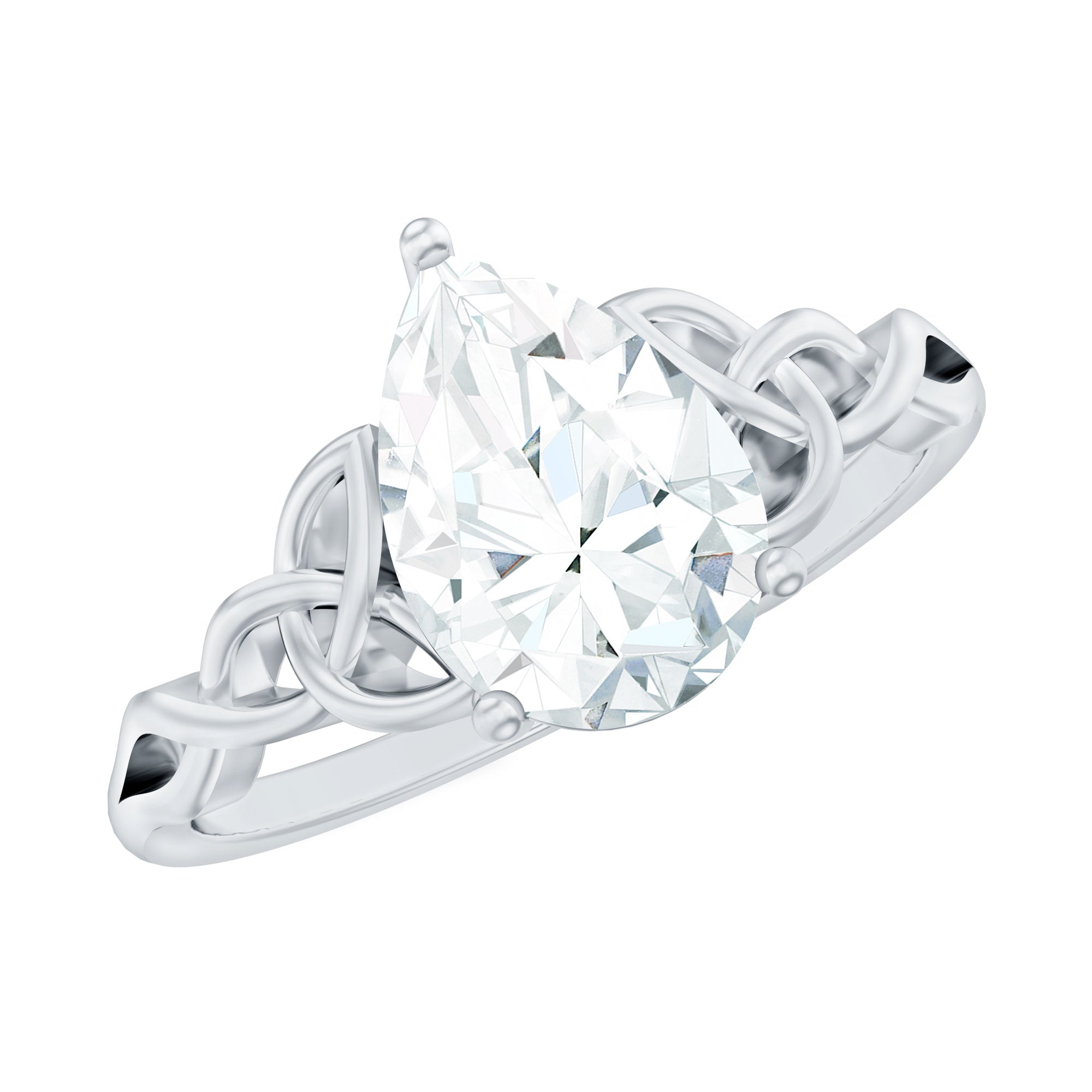 Pear Cut 5X7 MM Moissanite Celtic Engagement Ring