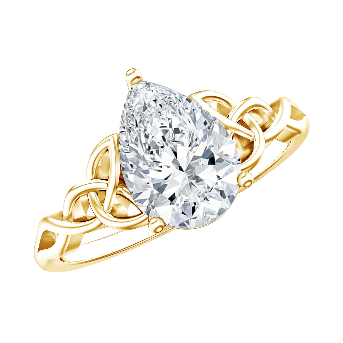 Pear Cut 0.79 Carat Moissanite Celtic Engagement Ring D-VS1 - Rosec Jewels