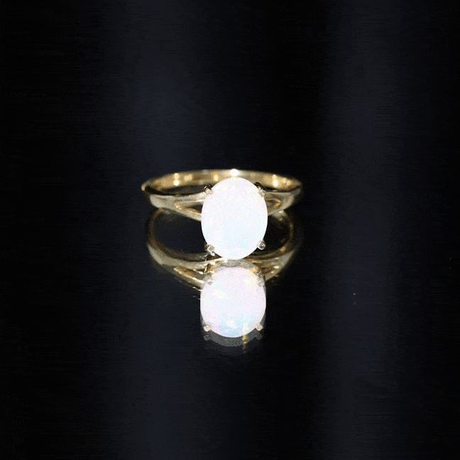 Natural 8X10 mm Ethiopian Opal Diamond Oval Engagement Ring with Split Shank AAA - Rosec Jewels