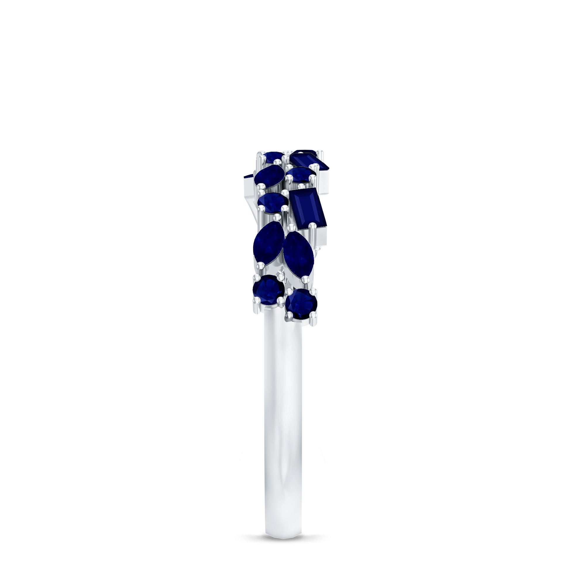 Natural Blue Sapphire Half Eternity Anniversary Ring for Women AAA - Rosec Jewels